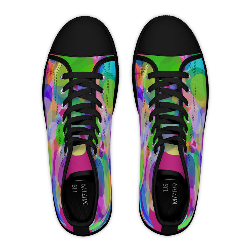 Women's High Top Sneakers — Colorful Bokeh Bubble Pattern