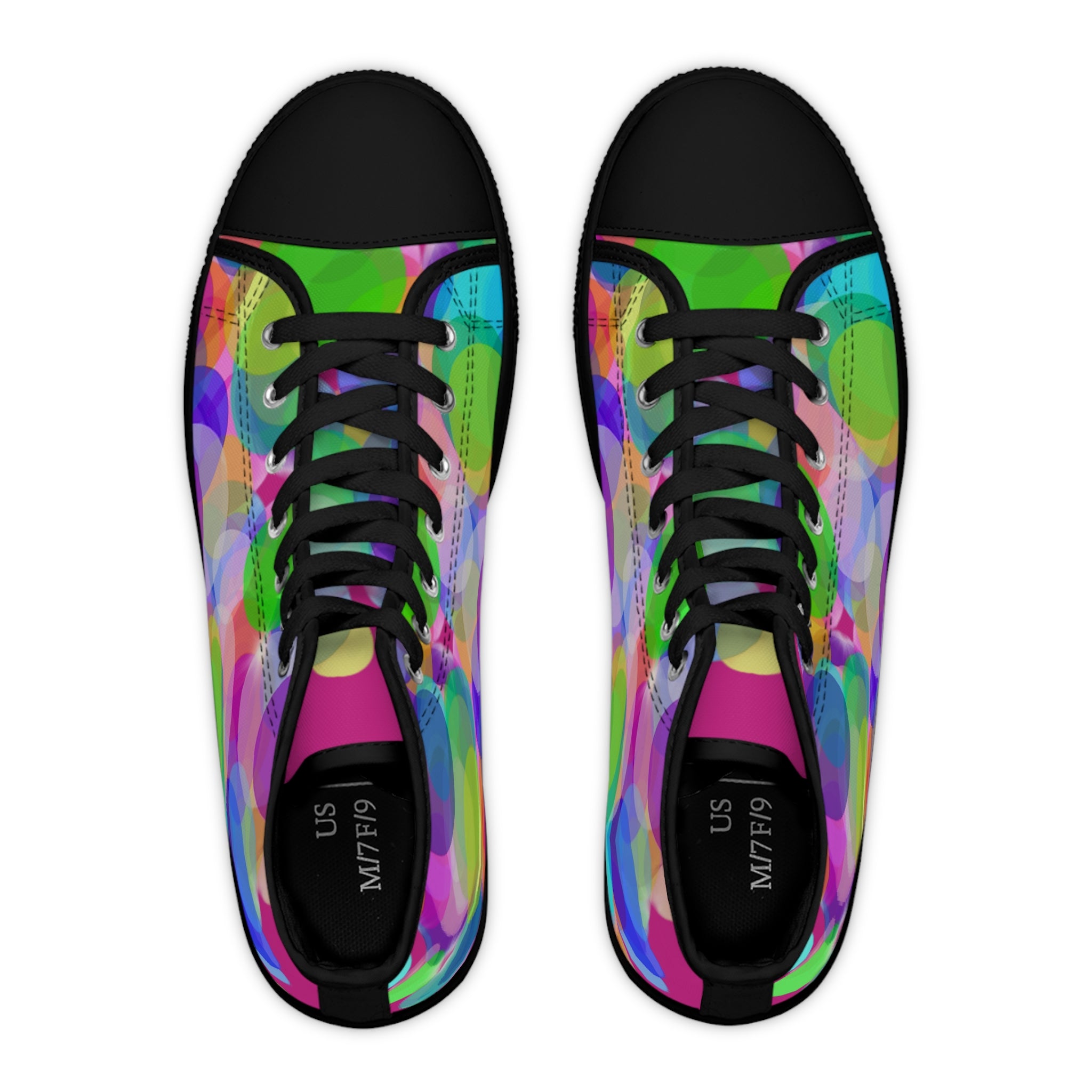 Women's High Top Sneakers — Colorful Bokeh Bubble Pattern