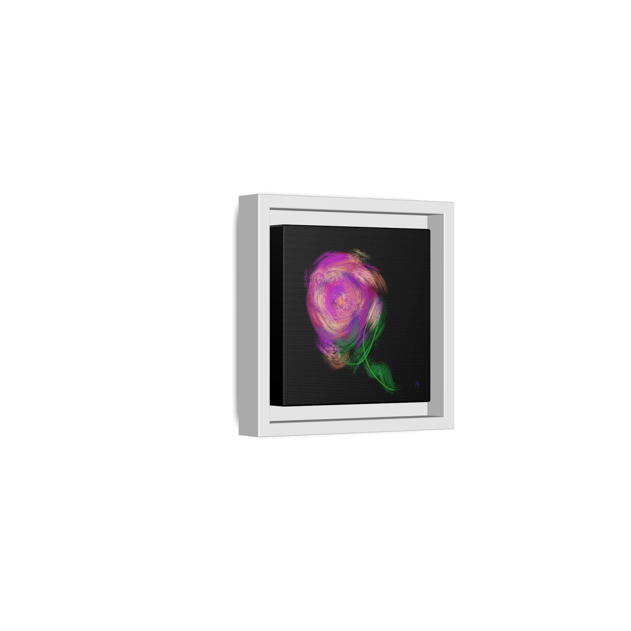 Abstract Rose Swirl Matte Framed Canvas — Multicolor Floral Wall Art