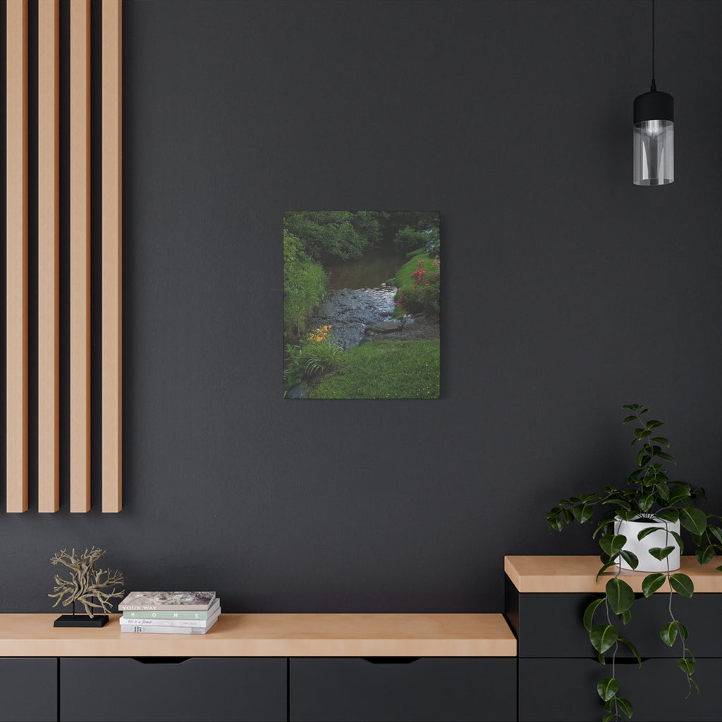 Tranquil Stream Garden — Matte Stretched Canvas Wall Art
