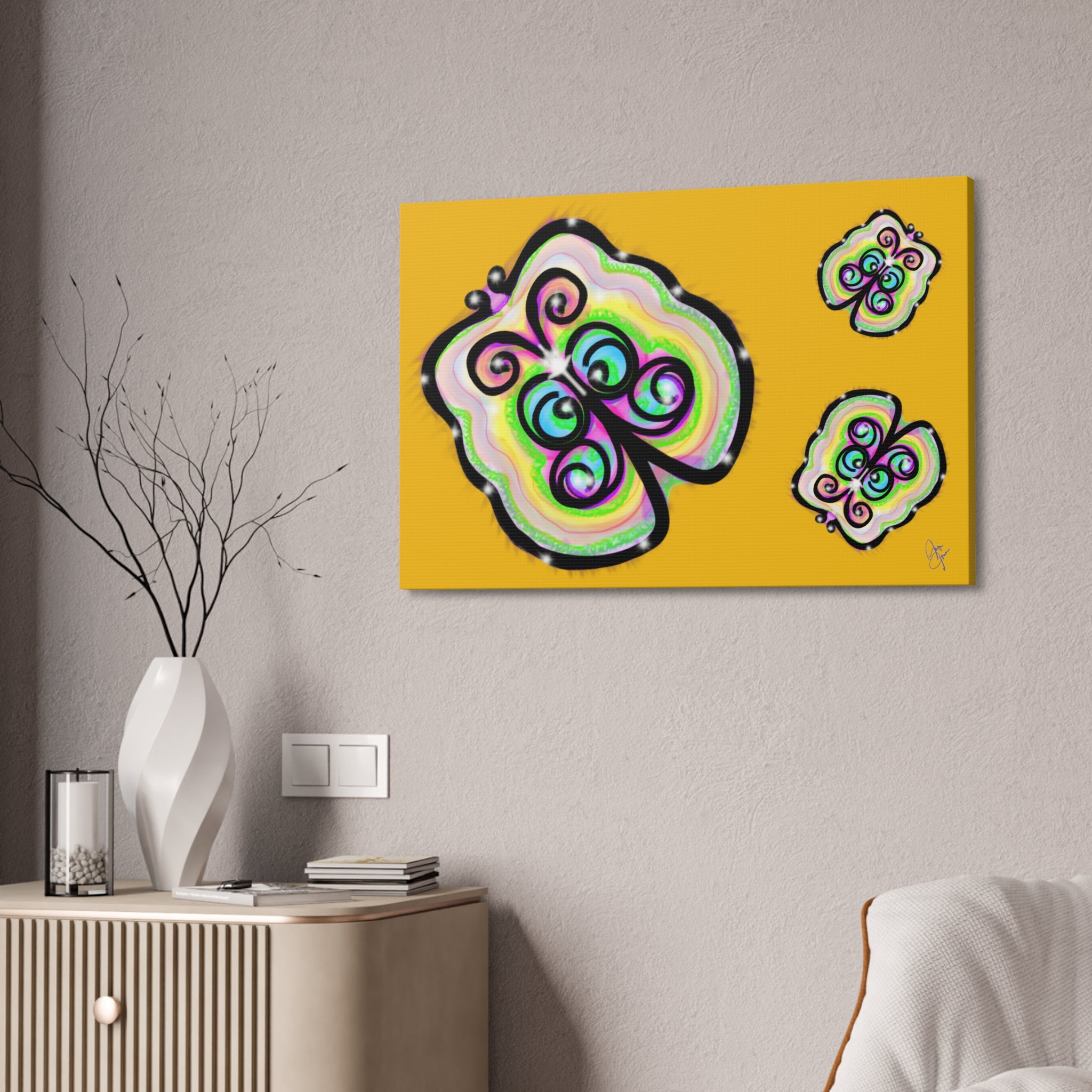 Abstract Rainbow Butterfly Canvas Print — Colorful Pop Art Wall Decor (Stretched 1.5")