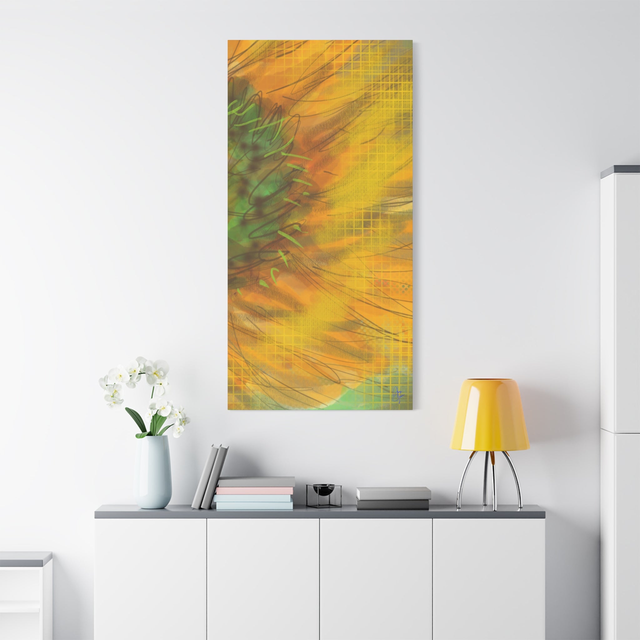 Sunflower Burst Matte Canvas Wall Art — Orange Stretched Canvas Print