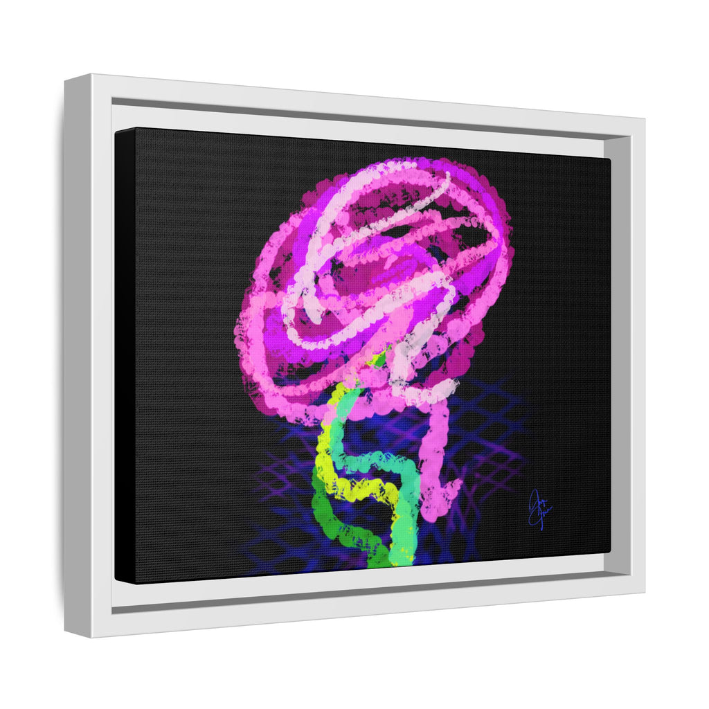 Framed Matte Canvas - Neon Rose Abstract Wall Art