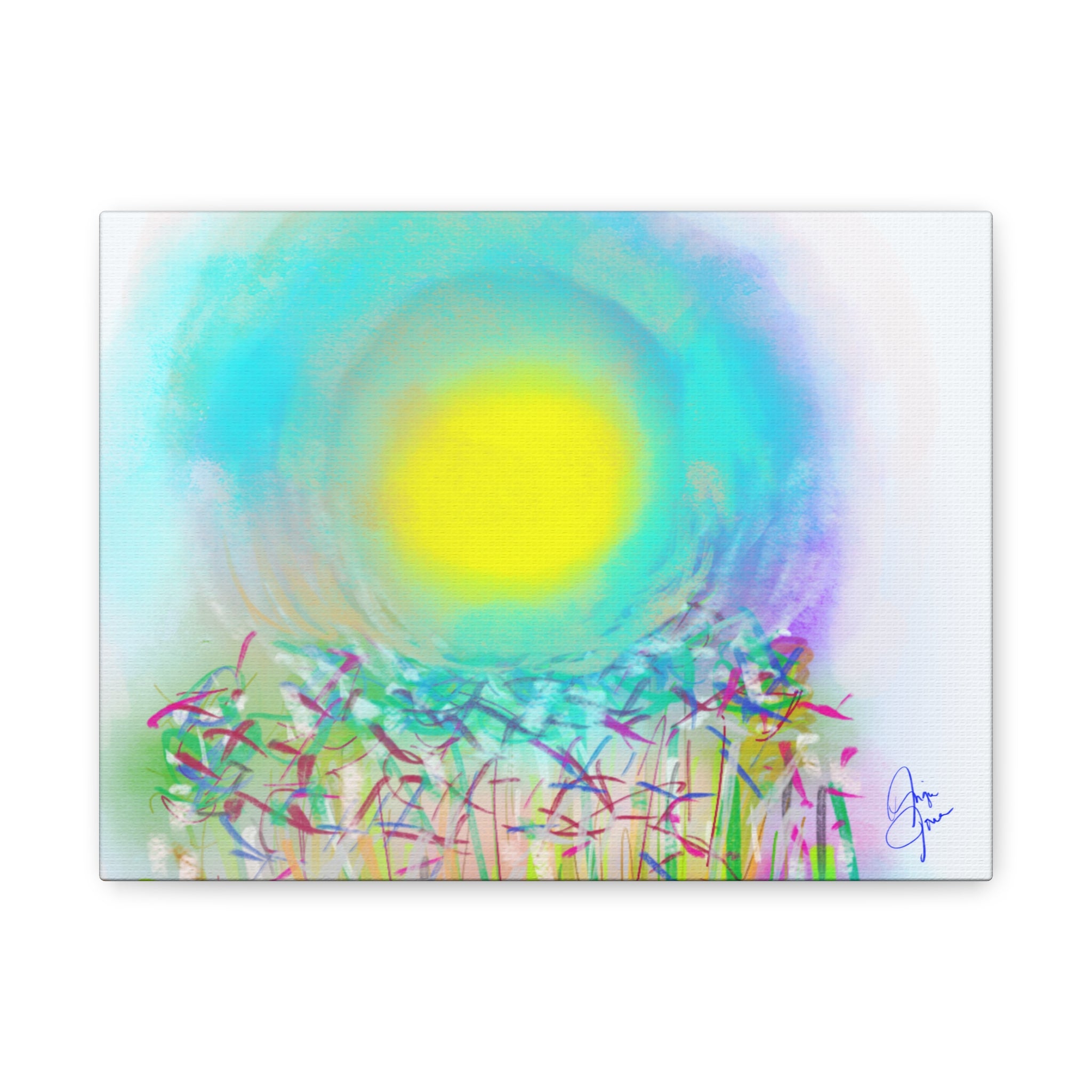 Sunlit Meadow Abstract Canvas Art — Bright Floral Wall Decor
