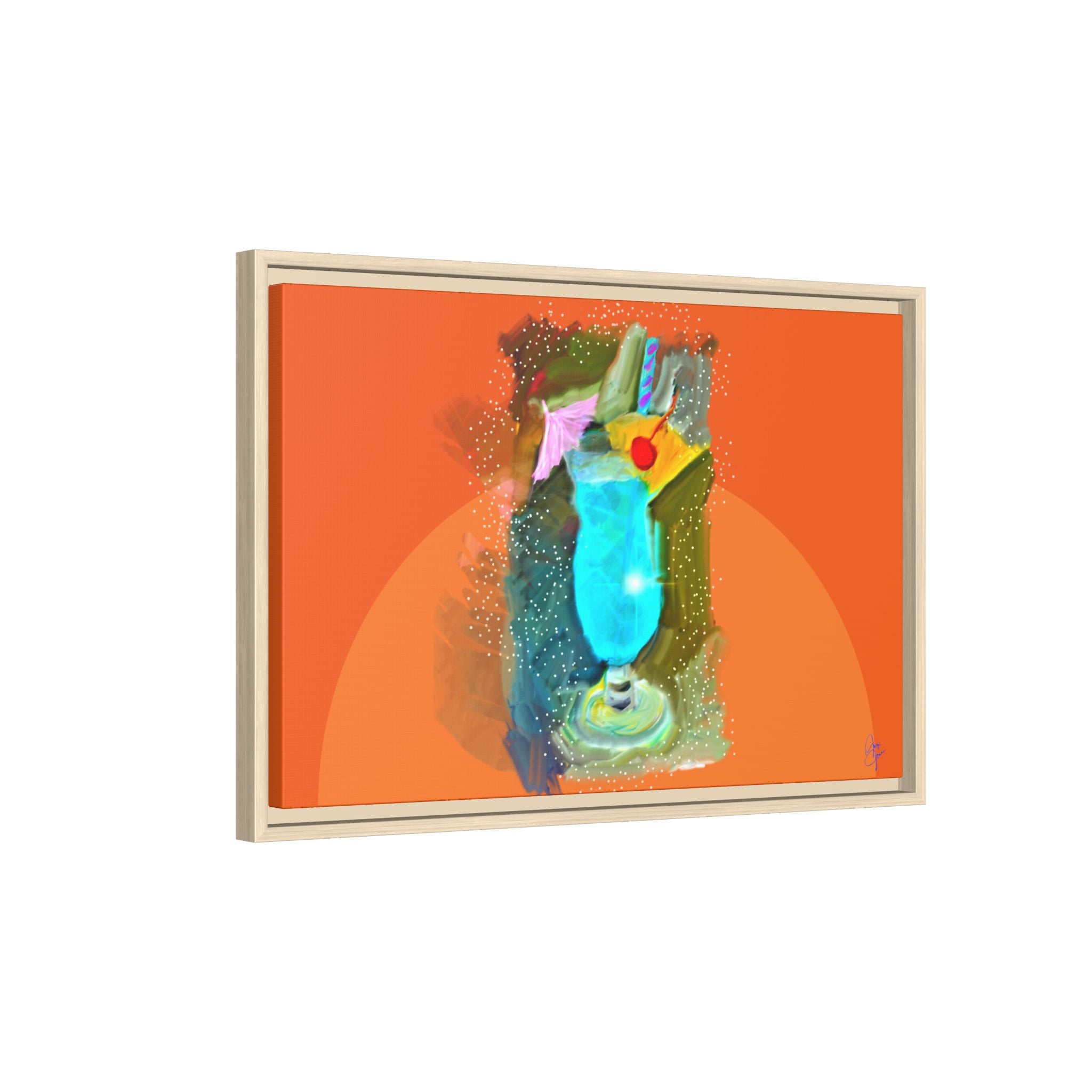 Tropical Blue Cocktail Canvas Print — Framed Matte Bar Art