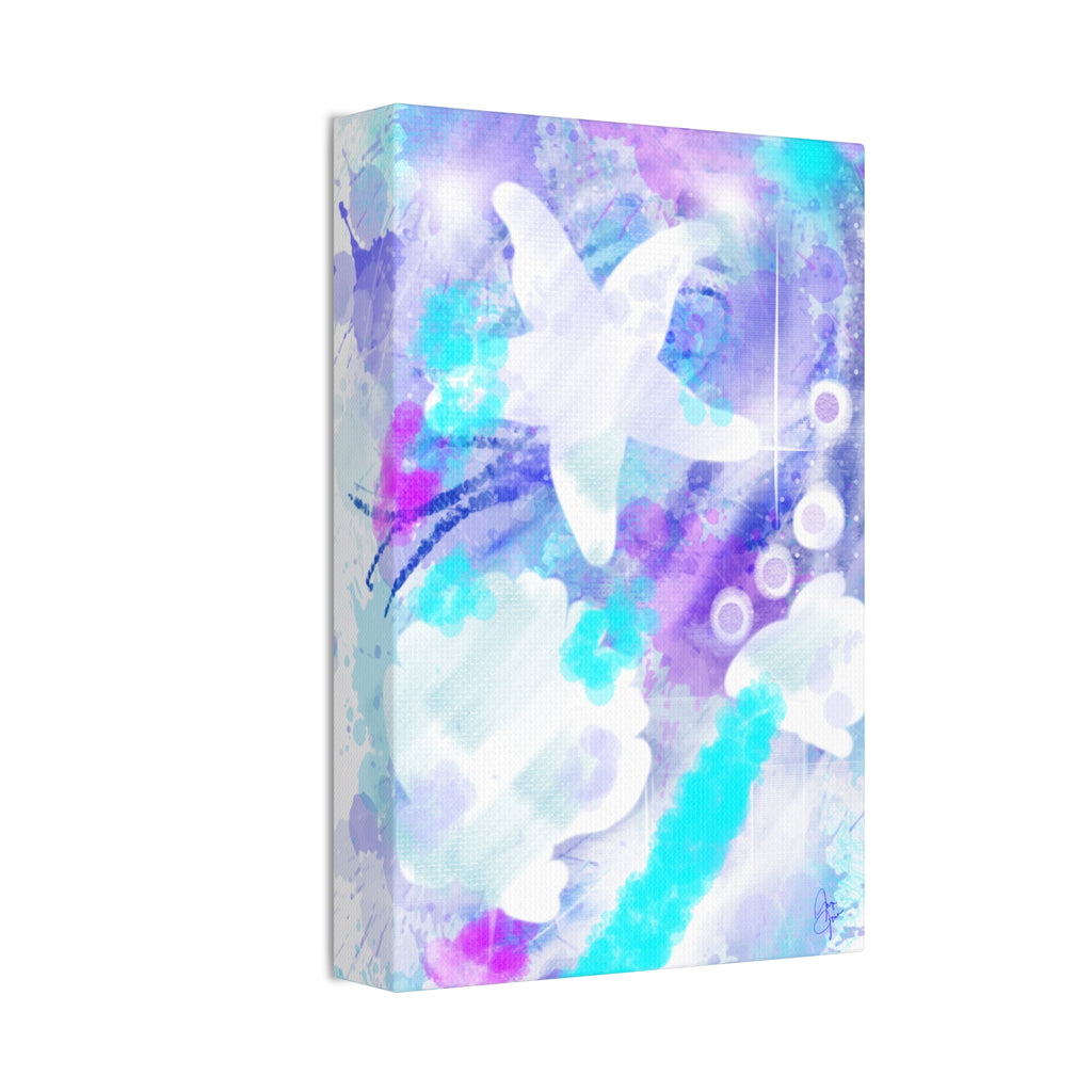Watercolor Ocean Canvas Art — Purple & Teal Abstract Stretched Canvas