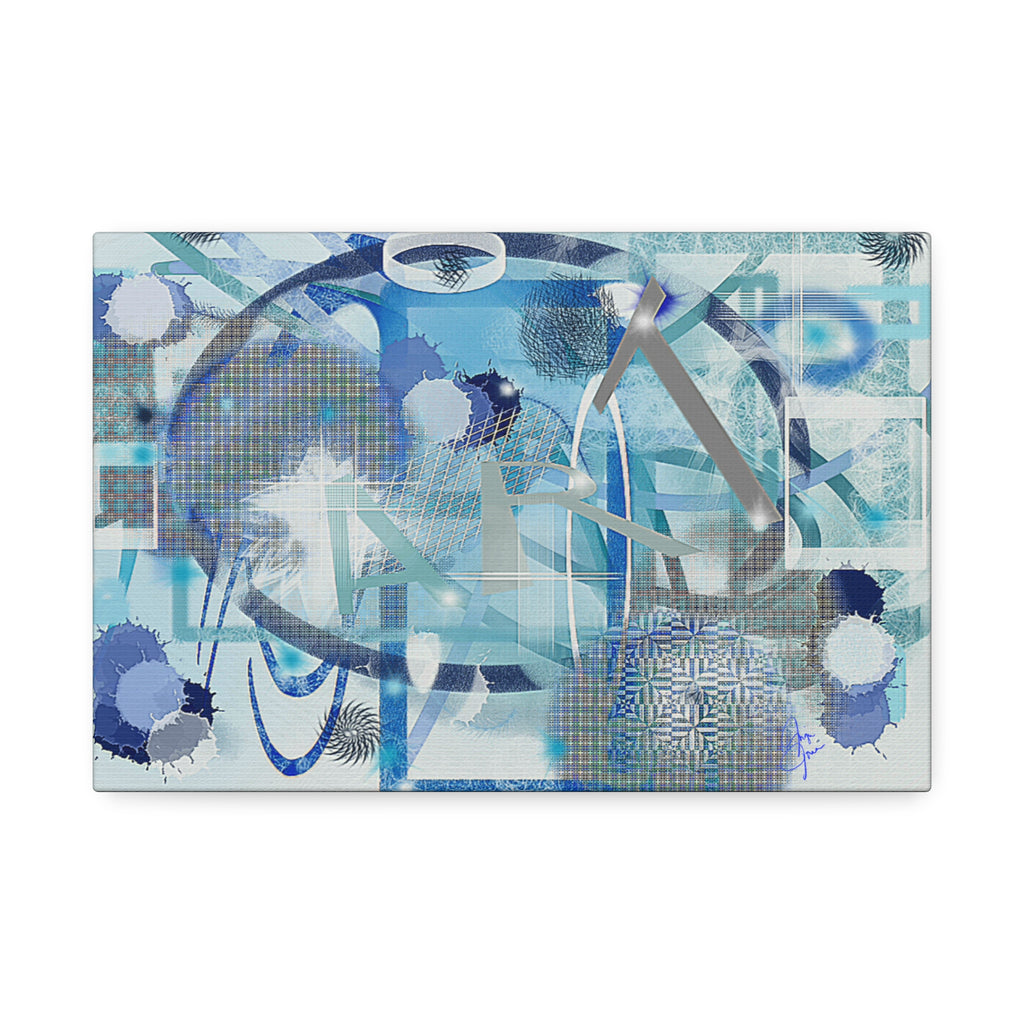 Abstract Blue Ocean Canvas Print – Modern Geometric Wall Art (Stretched 1.5")