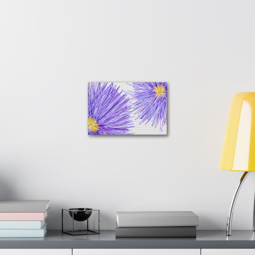 Purple Aster Floral Canvas Wrap – Vibrant Botanical Wall Art, 1.5" Stretched