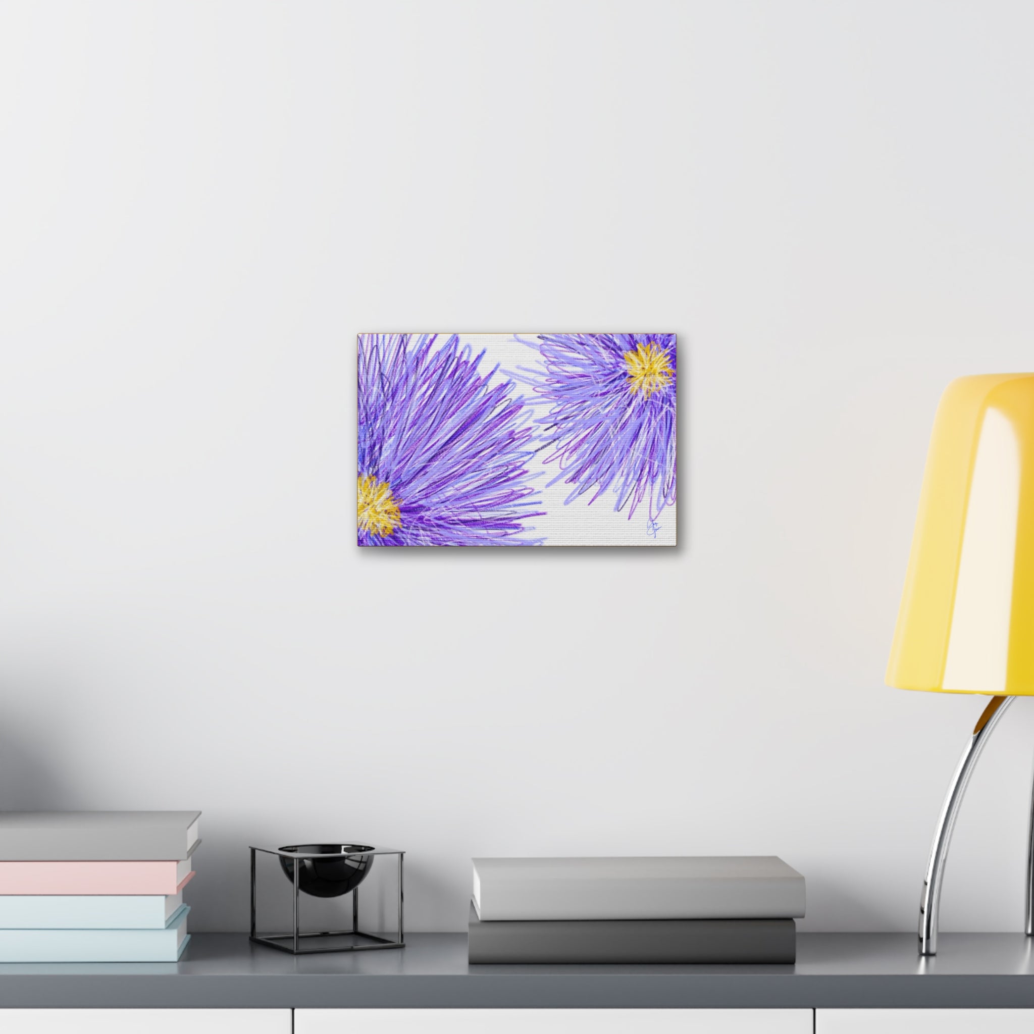 Purple Aster Floral Canvas Wrap – Vibrant Botanical Wall Art, 1.5" Stretched