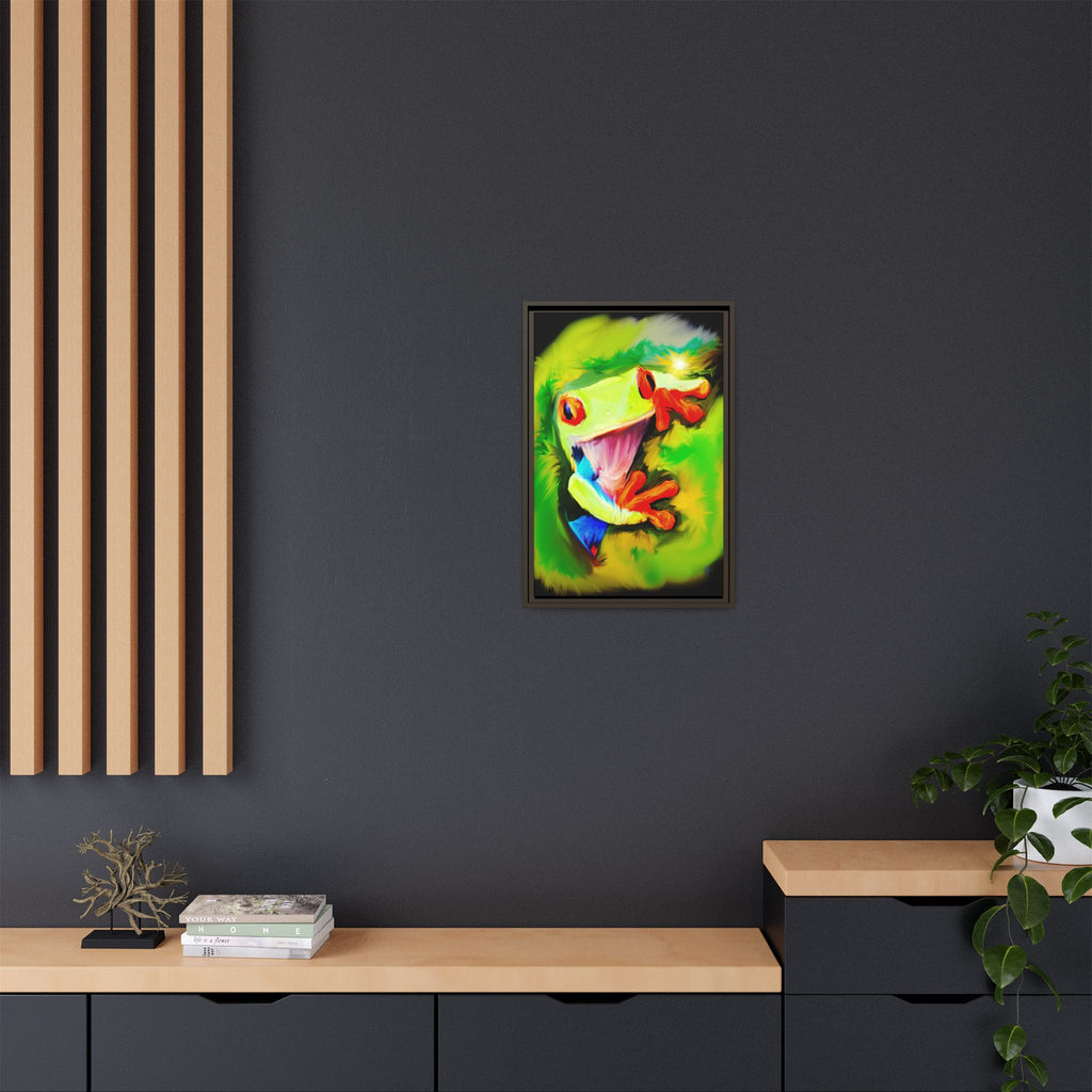 Colorful Tree Frog Matte Canvas Print — Framed Tropical Wall Art