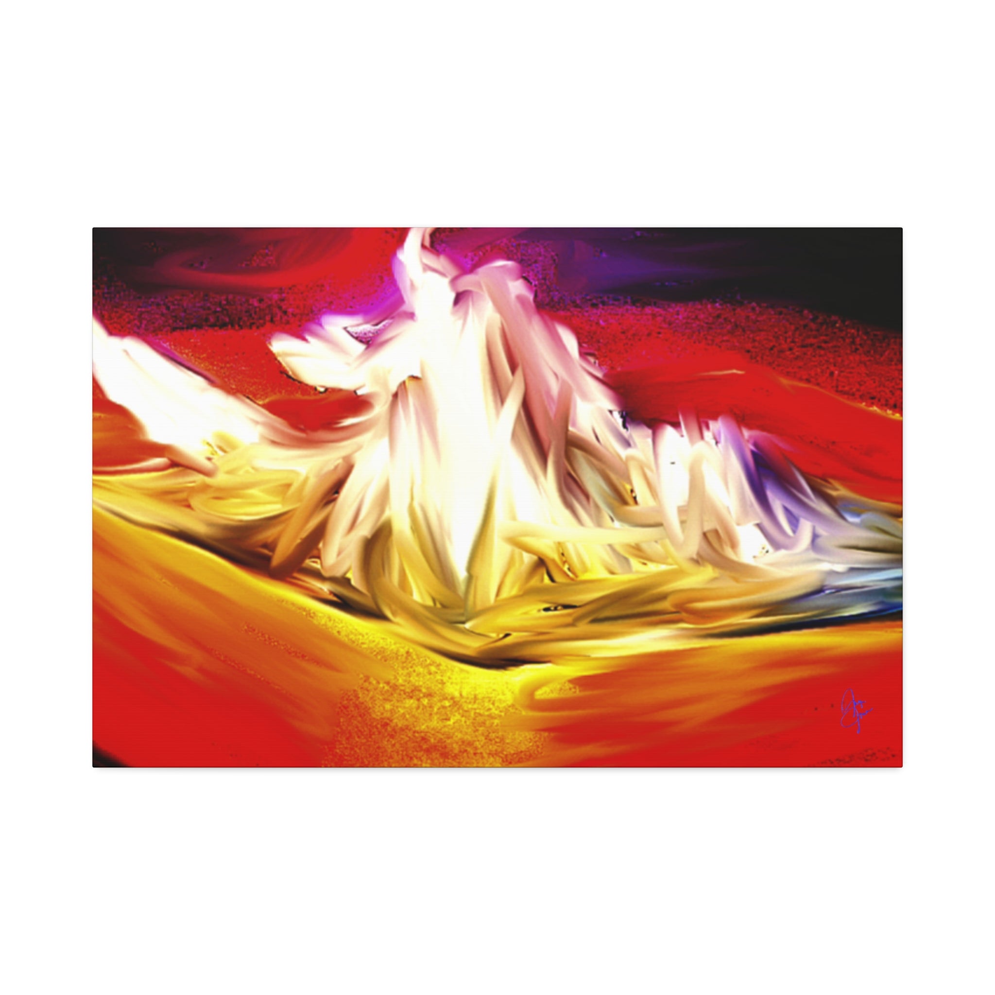 Abstract Campfire Canvas Print — Vibrant Red & Gold Stretched Wall Art