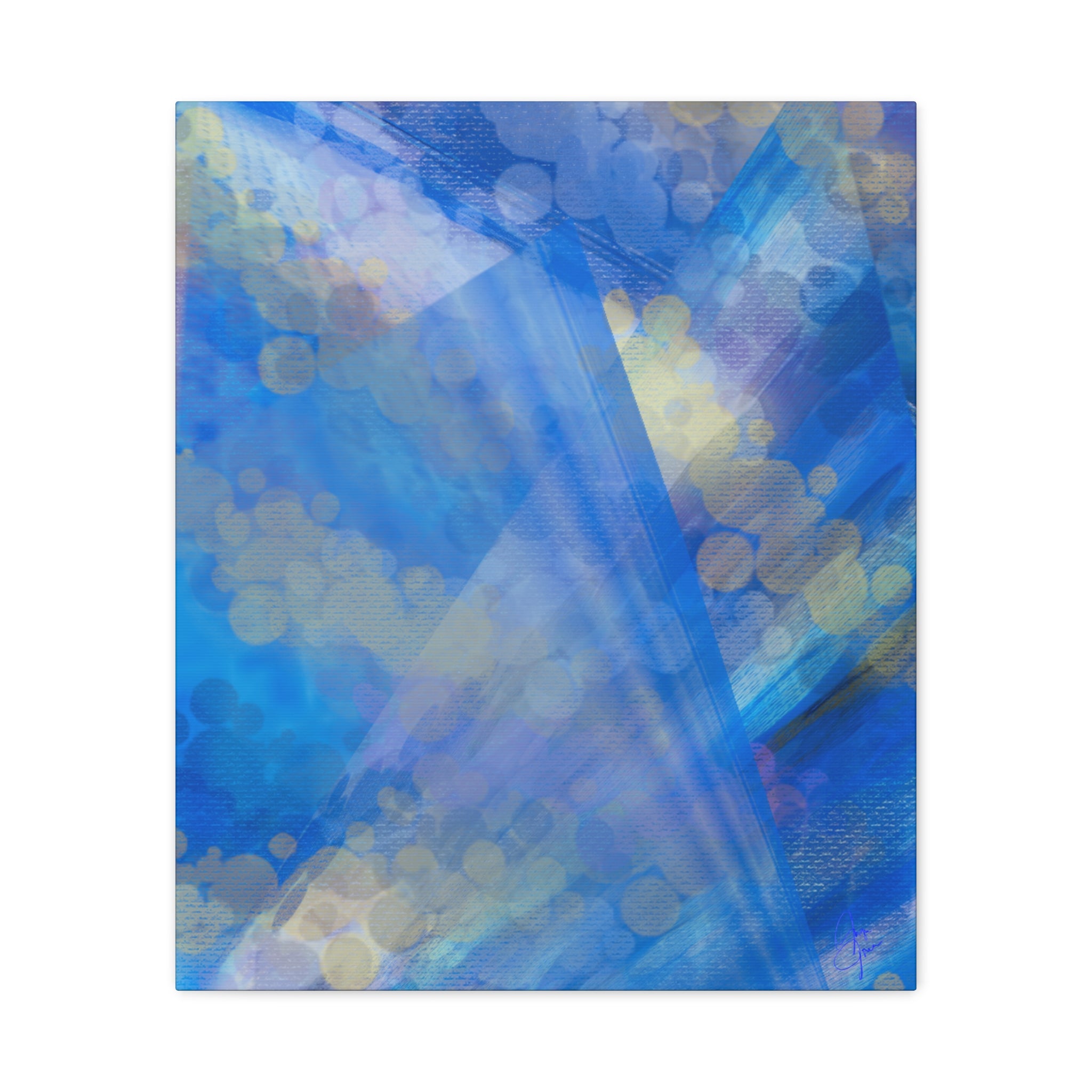 Abstract Blue Bokeh Matte Canvas Wall Art
