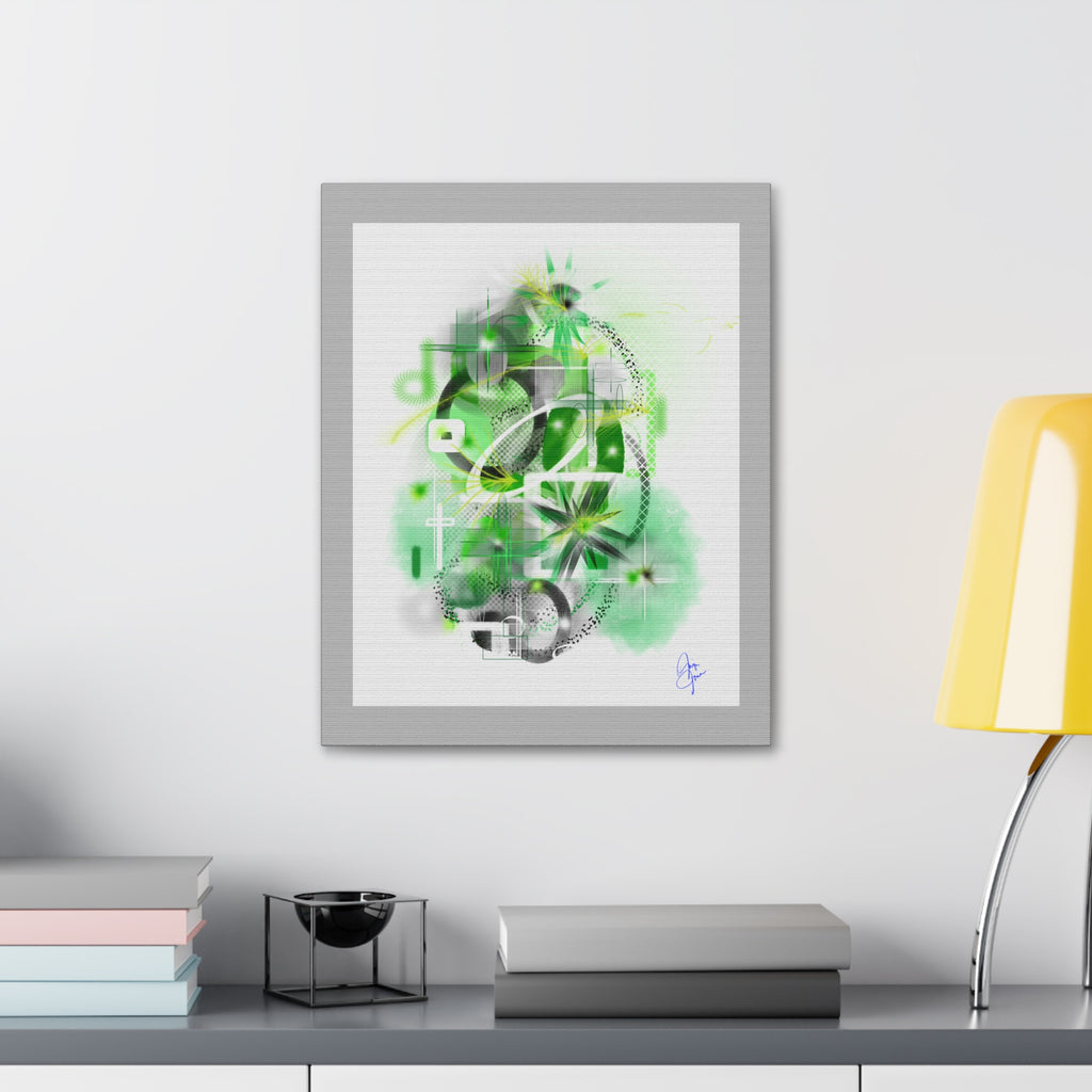 Abstract Green Geometric Canvas Stretched Print