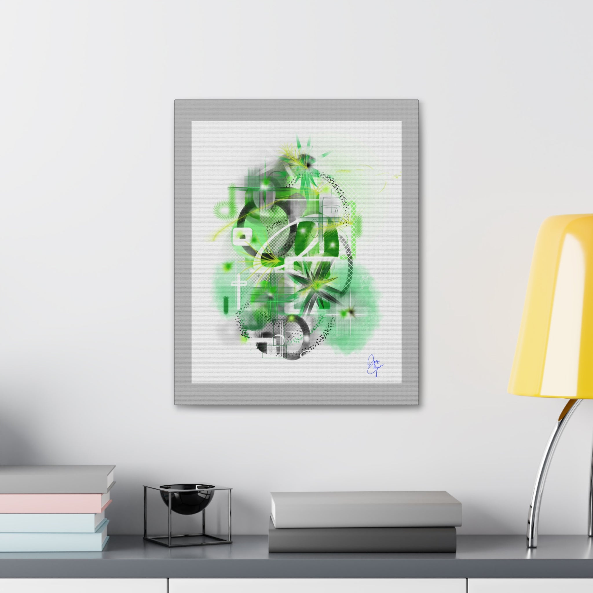 Abstract Green Geometric Canvas Stretched Print