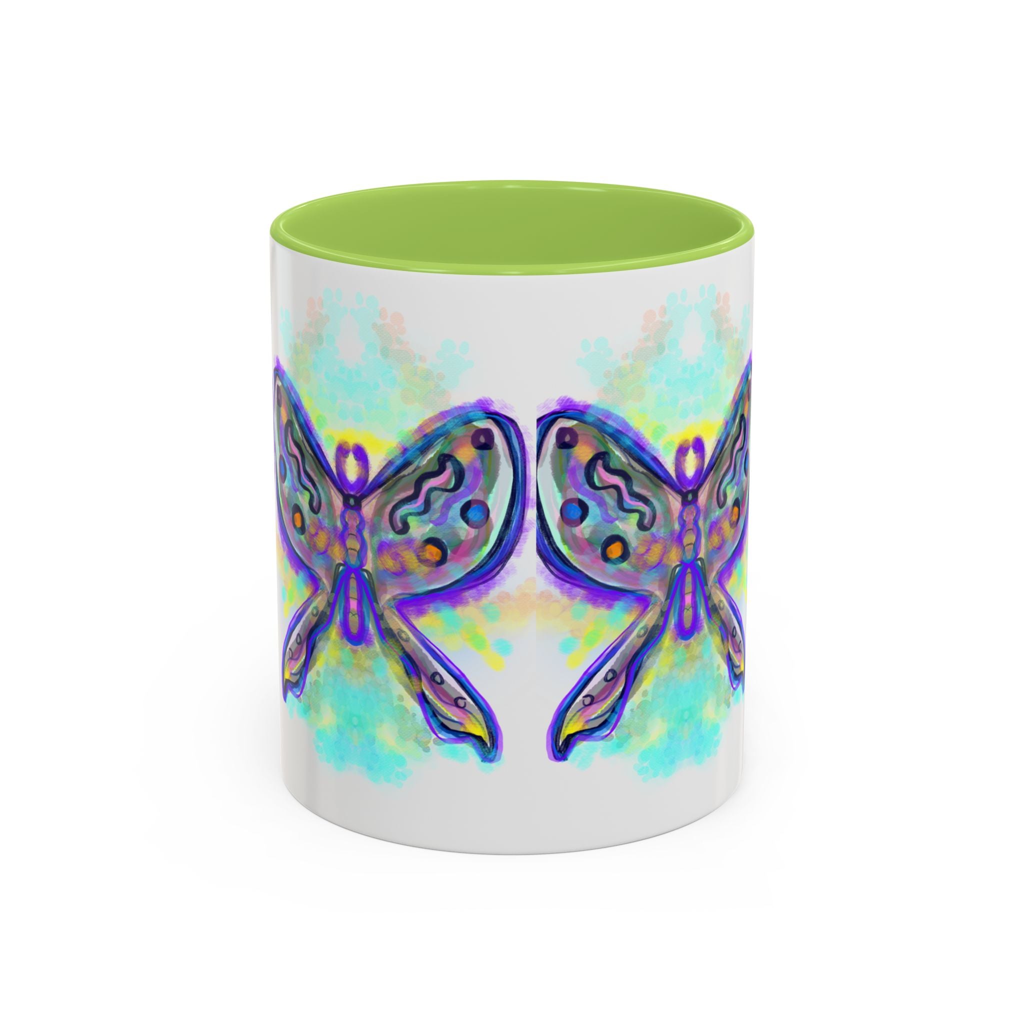 Butterfly Accent Coffee Mug — Colorful Watercolor Butterfly Design (11/15oz)