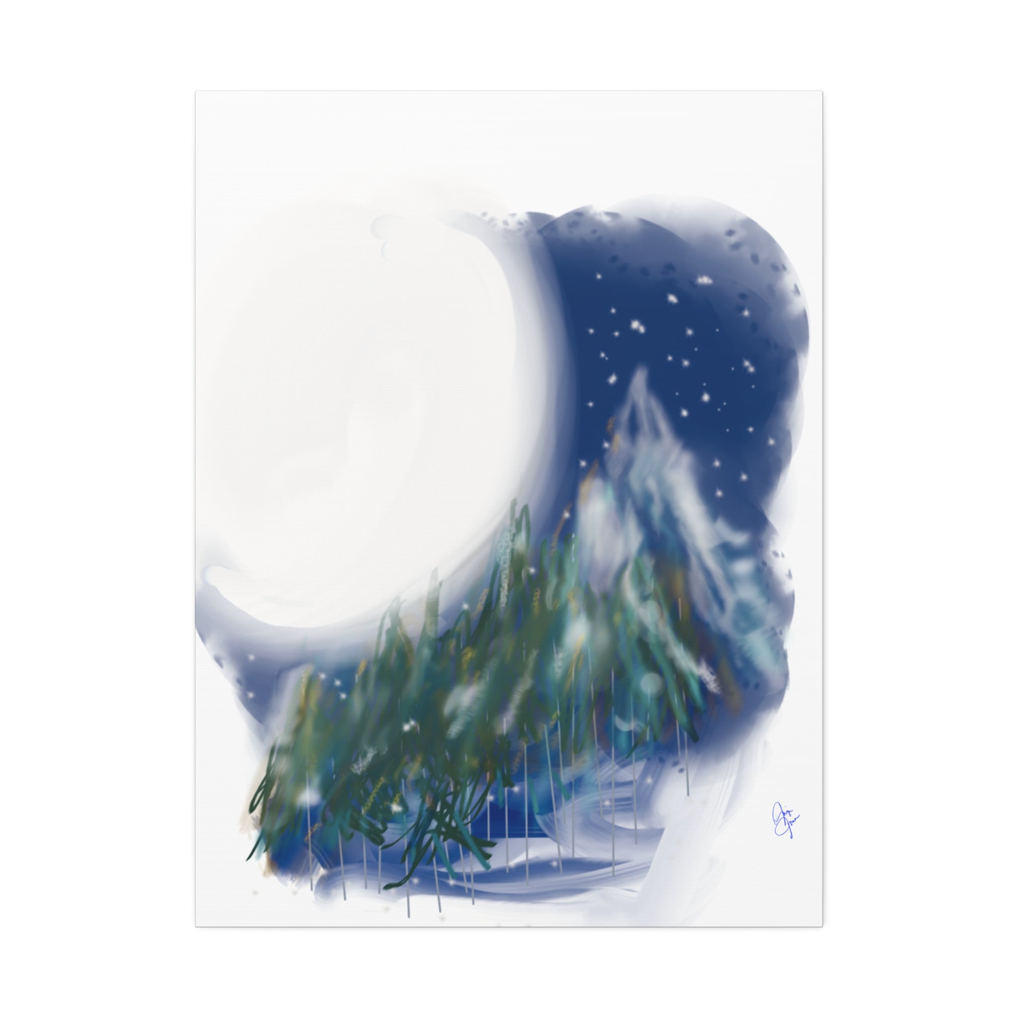 Moonlit Pine Forest Canvas Print — Stretched 1.5"