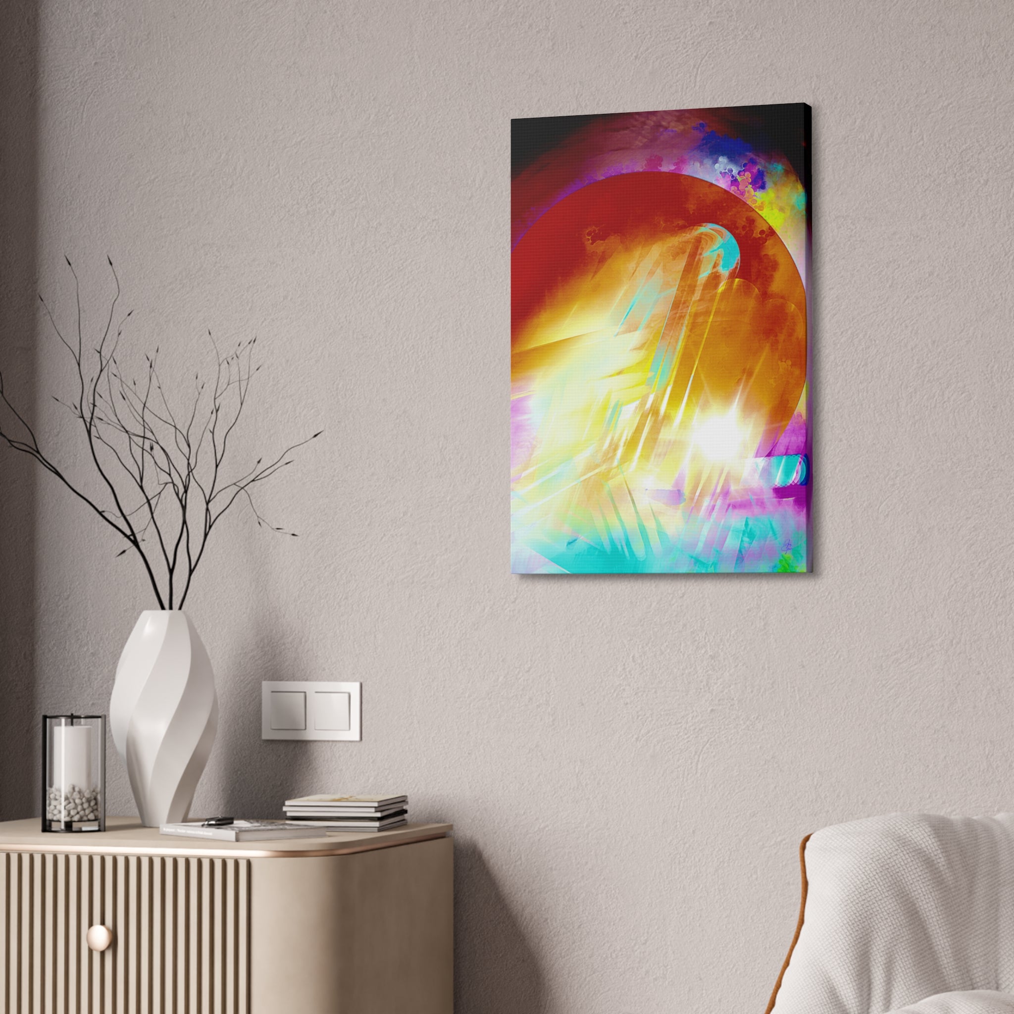 Abstract Solar Burst Canvas Print — Vibrant Colorful Wall Art