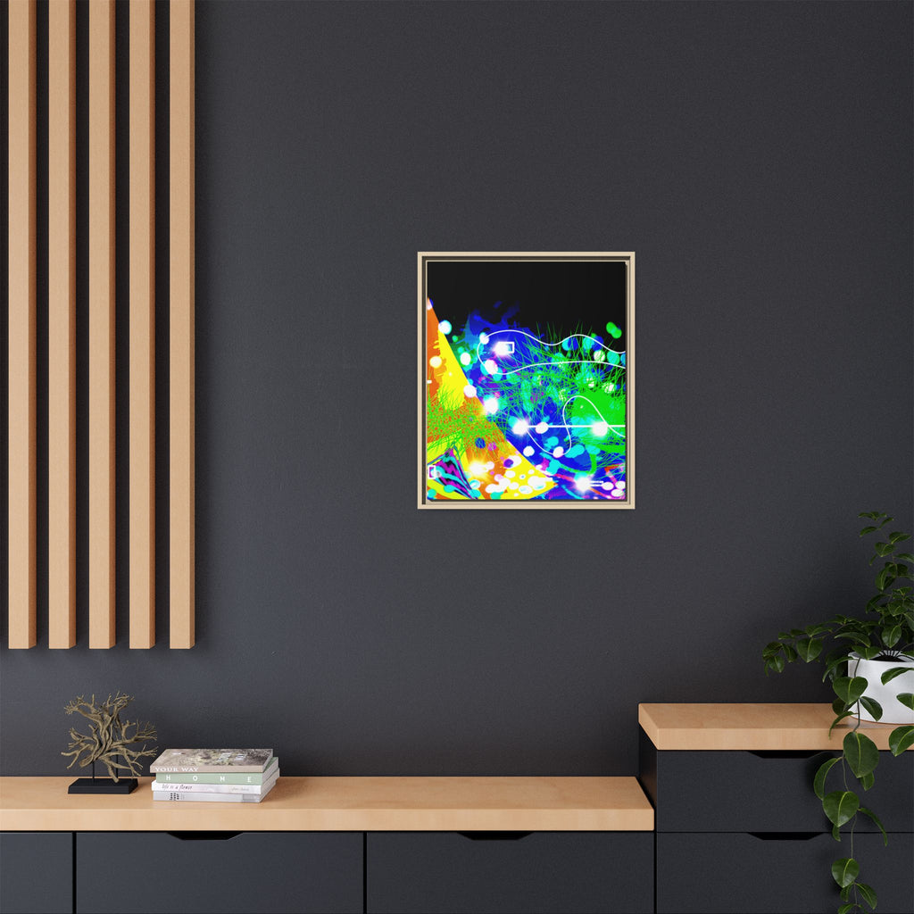Abstract Neon Wave Matte Canvas Framed Art