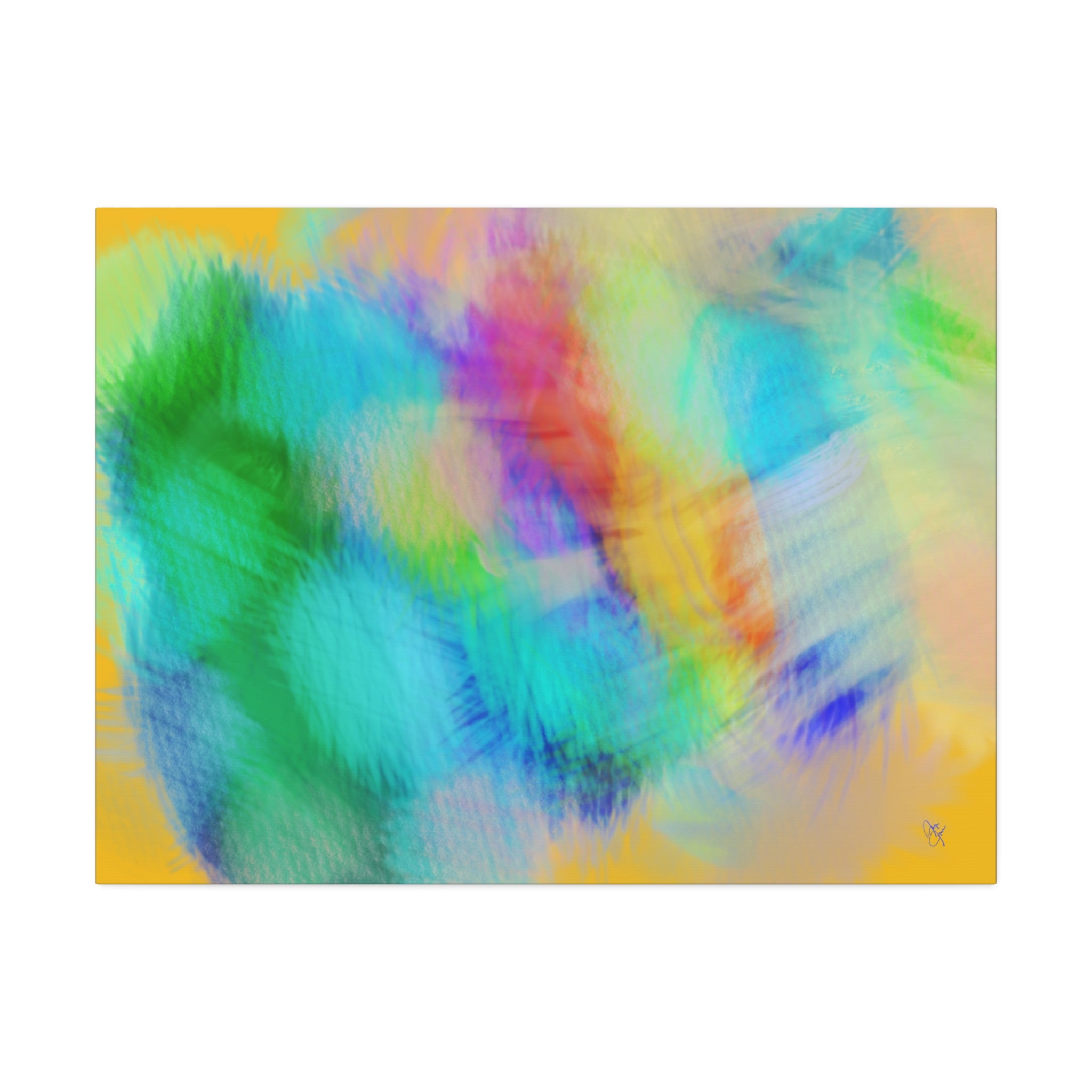 Abstract Pastel Watercolor Canvas Wall Art – Vibrant Rainbow Clouds Stretched Canvas