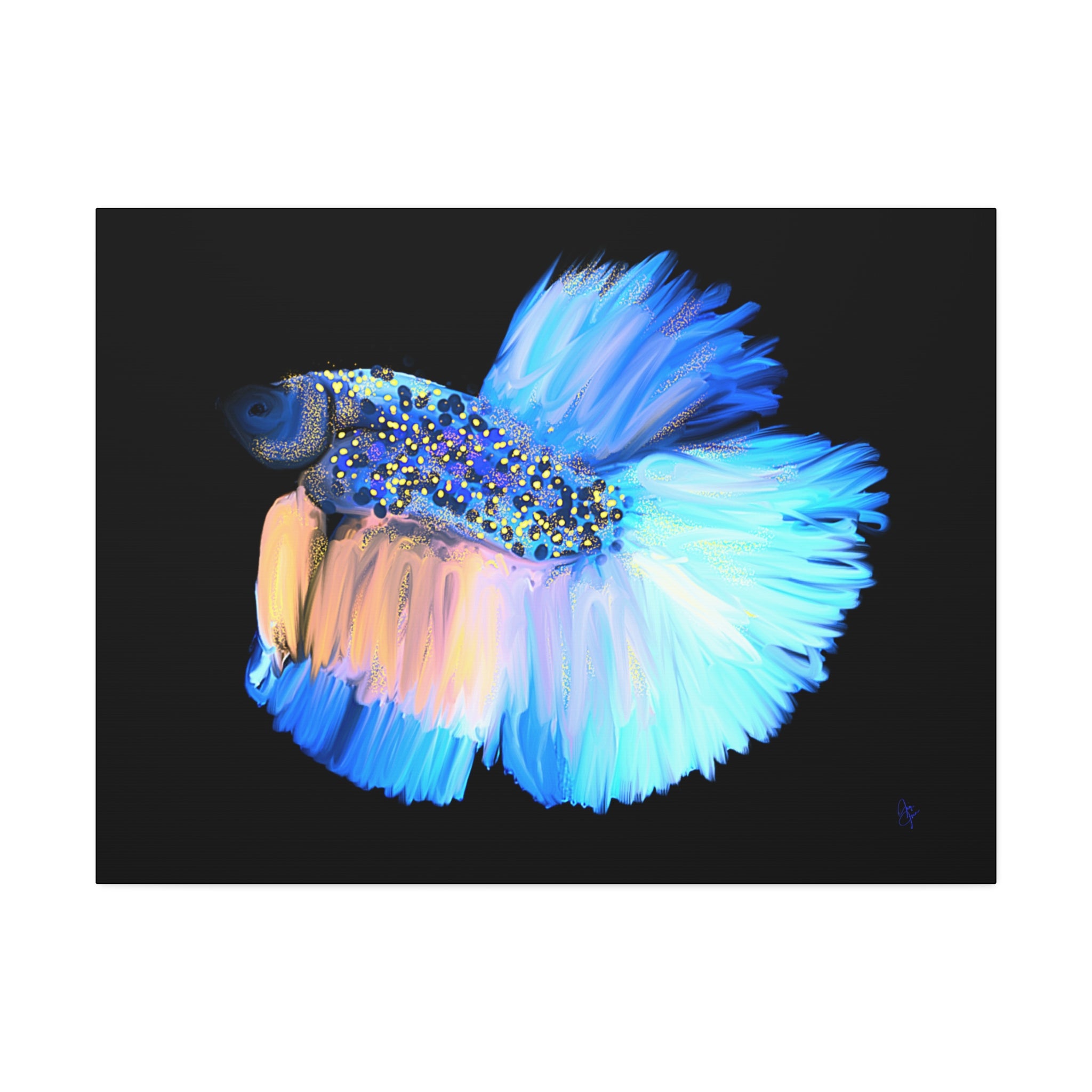 Betta Fish Canvas Print — Vibrant Blue Tropical Aquarium Wall Art (Stretched 1.5")