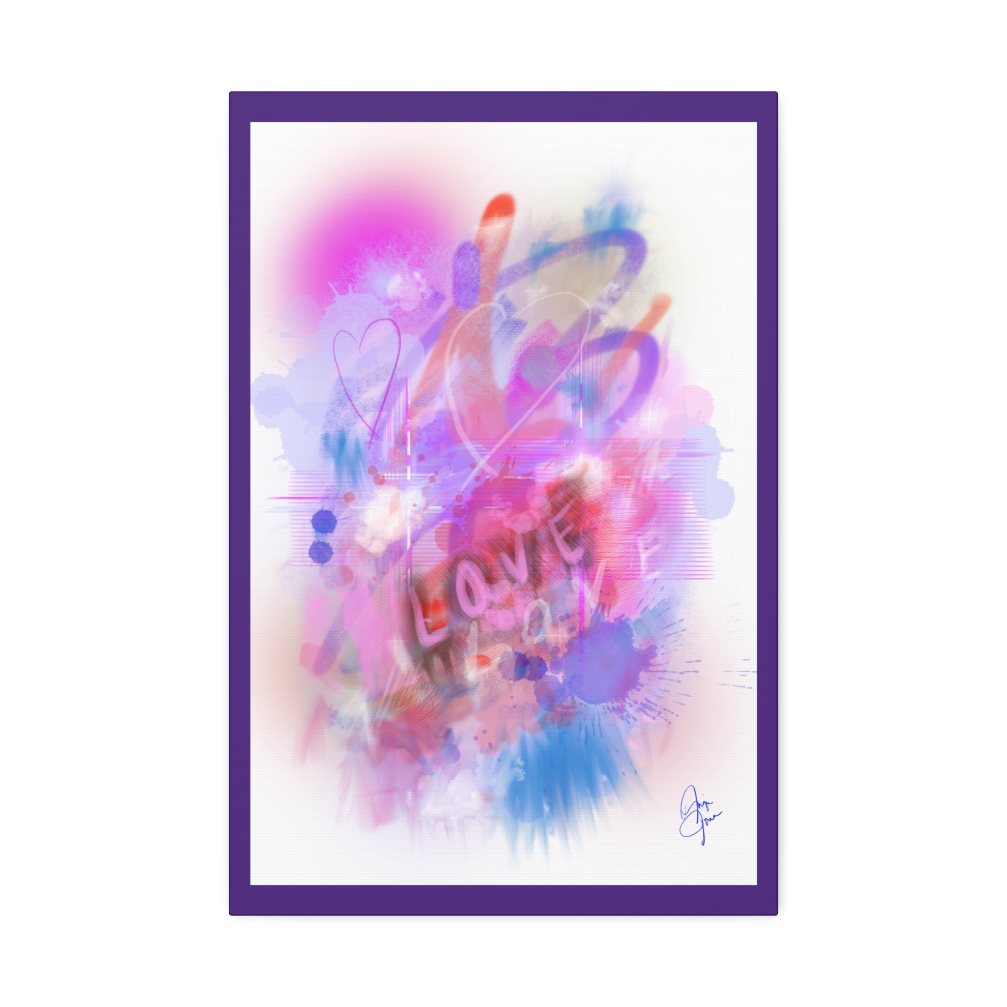 Love Vibes Canvas Wall Art — Pink Abstract Stretched Canvas
