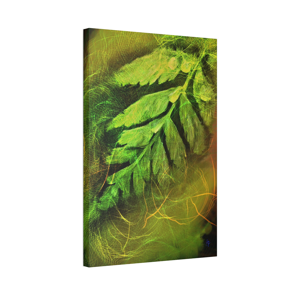 Botanical Leaf Art Canvas — Green Fern Stretched Canvas (1.5" Depth)