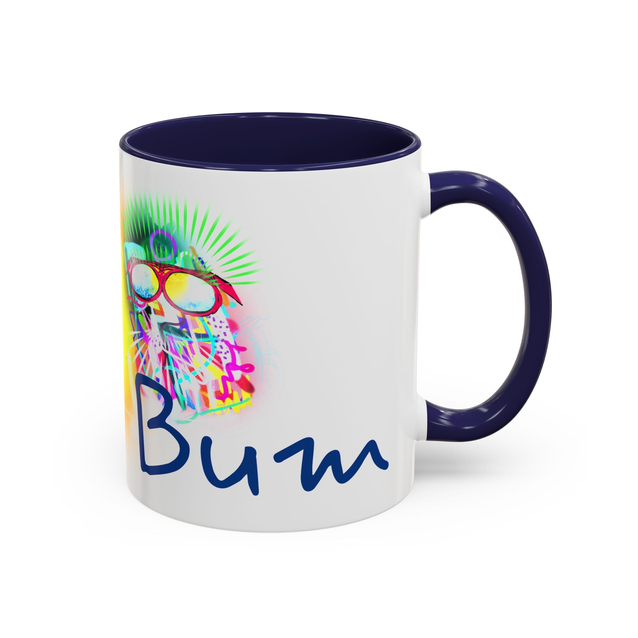 Beach Bum Coffee Mug — Colorful Retro Skull Design (11/15oz)