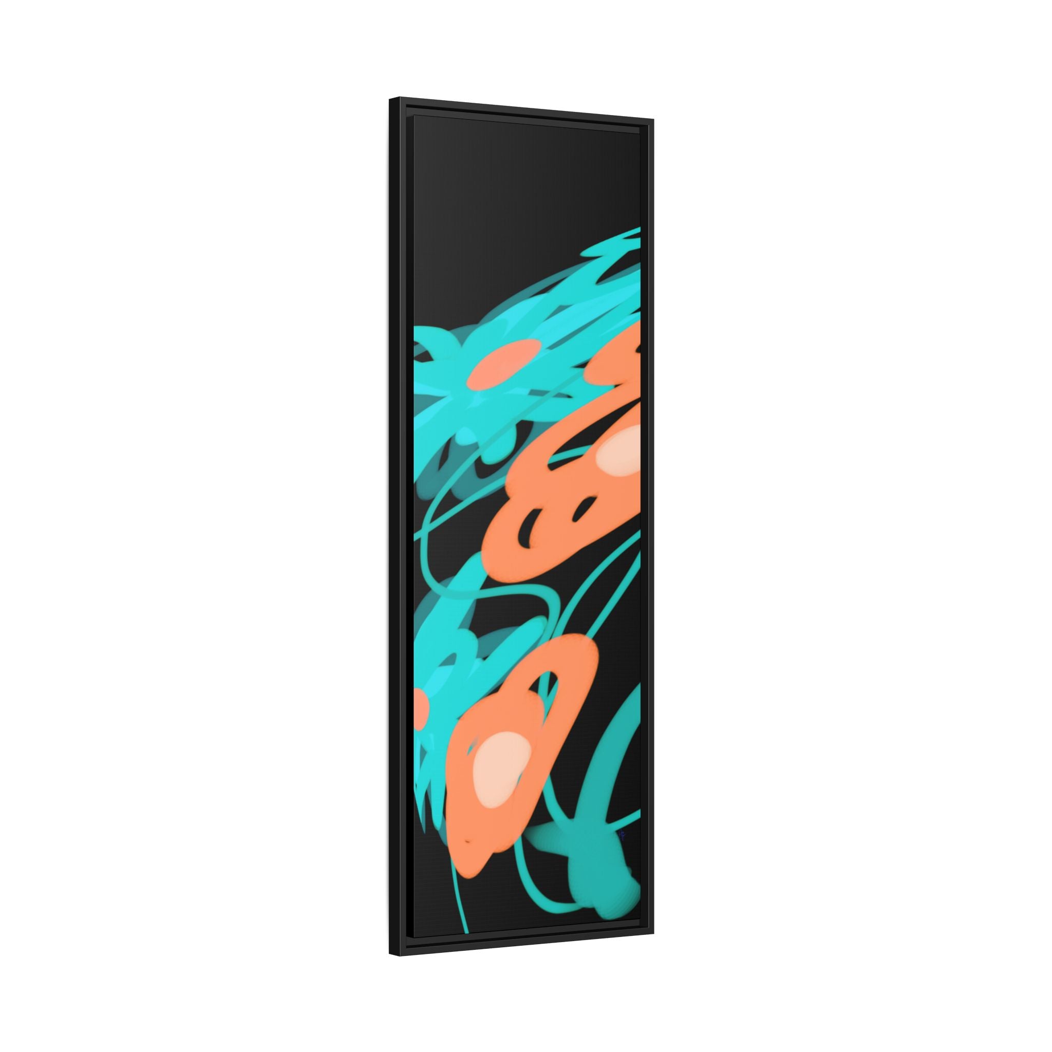 Abstract Teal & Coral Splash Framed Canvas