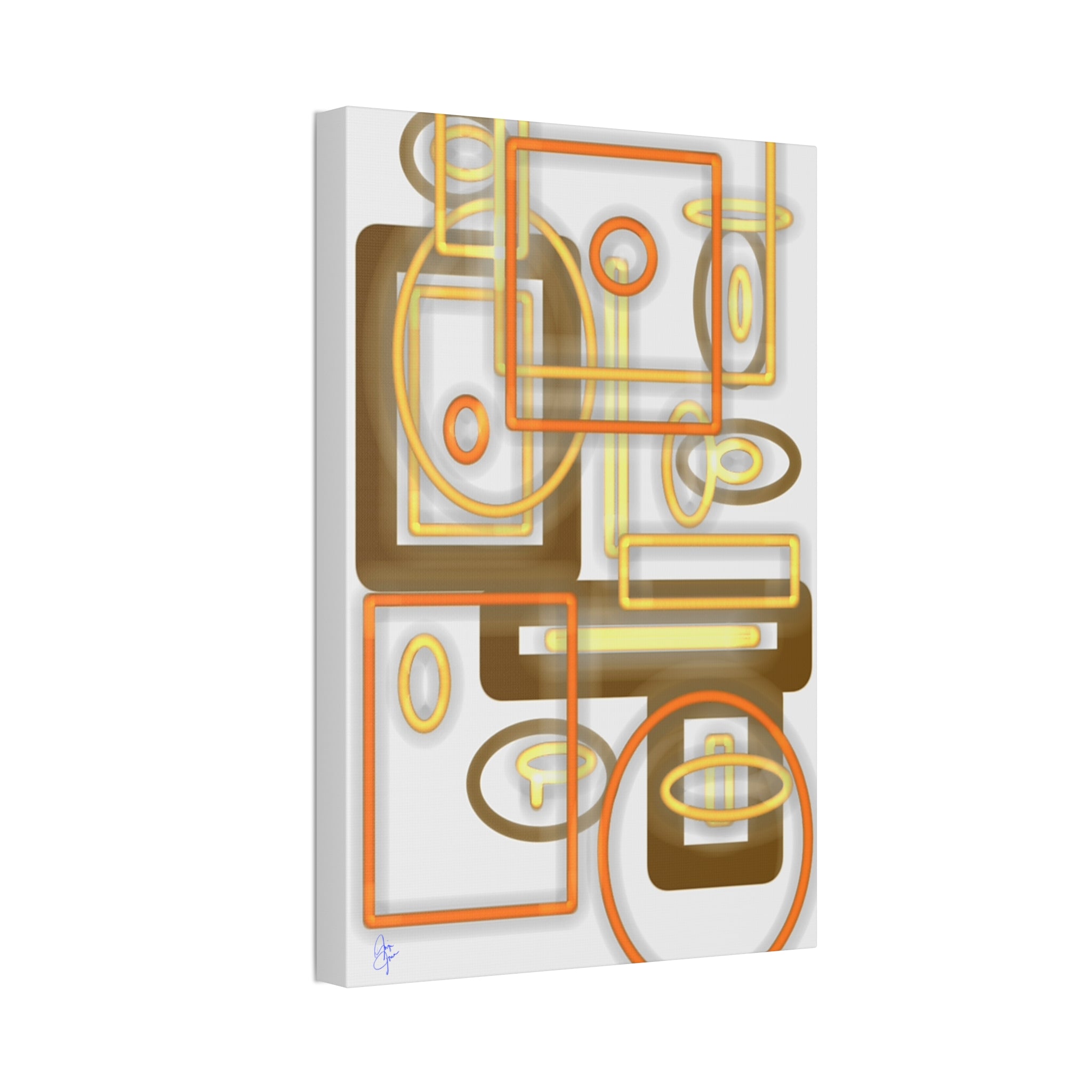 Abstract Geometric Art Canvas - Midcentury Shapes in Warm Gold & Rust