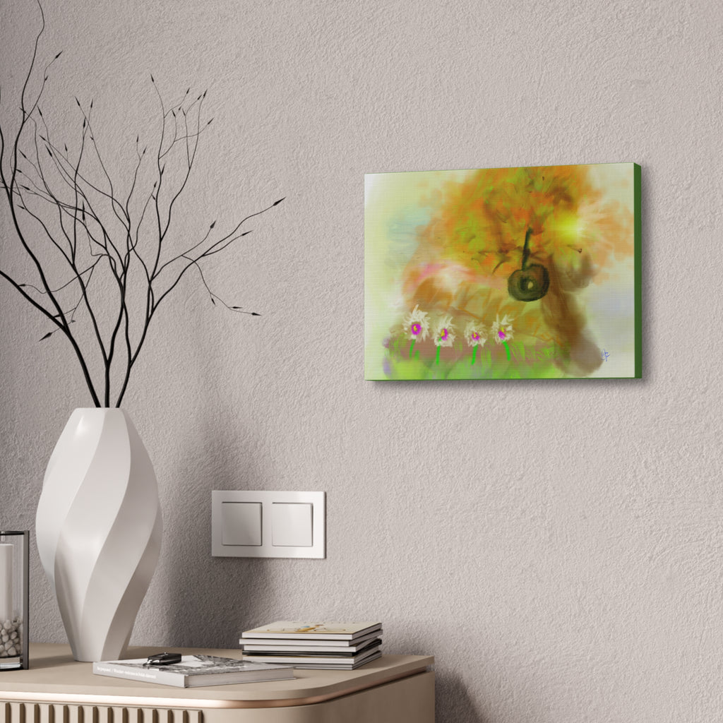 Whimsical Yard Canvas Print — Tire Swing & Broken Fence Stretched 1.5"