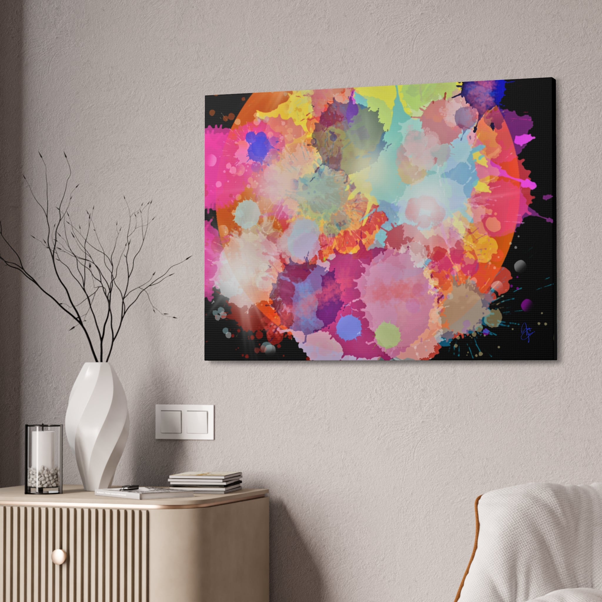 Abstract Color Splash Canvas Print — Vibrant Watercolor Ink Splash Wall Art