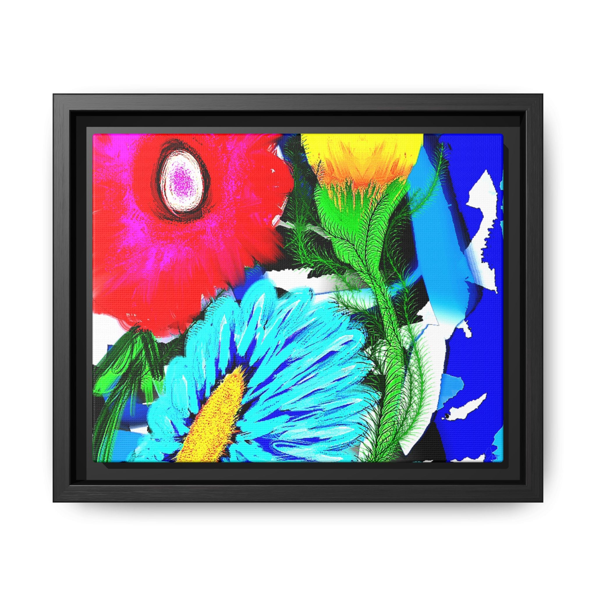 Vibrant Pop Floral Matte Canvas Framed Wall Art