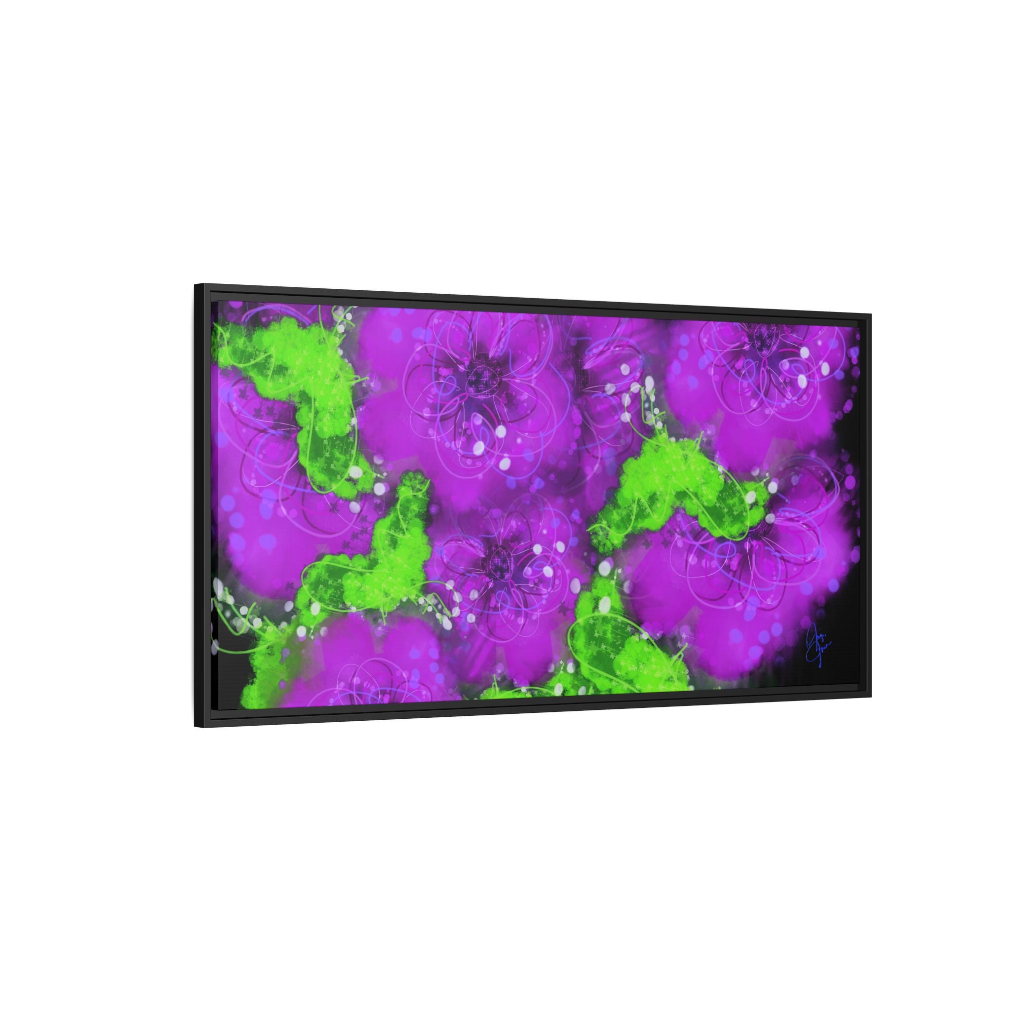 Framed Floral Canvas Print — Matte Multi-Color Blooms Wall Art