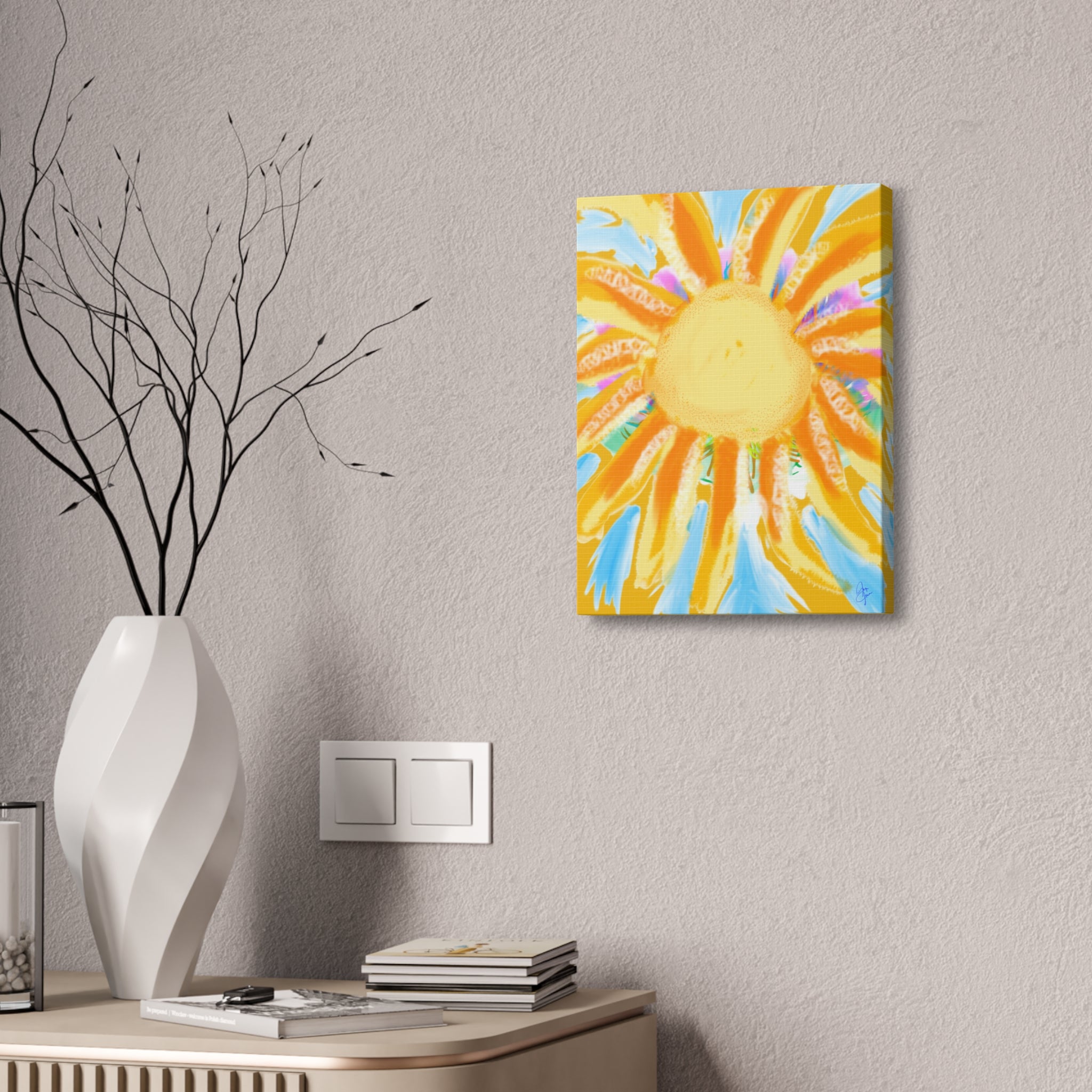 Sunburst Canvas Print — Bright Abstract Sunshine Wall Art (Stretched 1.5")