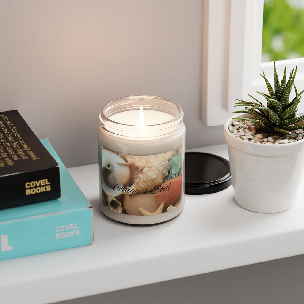 Seashell Soy Candle 9oz — 'Angie's Soul' Beach Scented Jar Candle