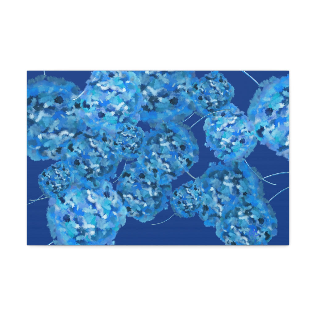 Blue Hydrangea Canvas Wall Art — Abstract Floral Stretched Canvas (1.5" Depth)