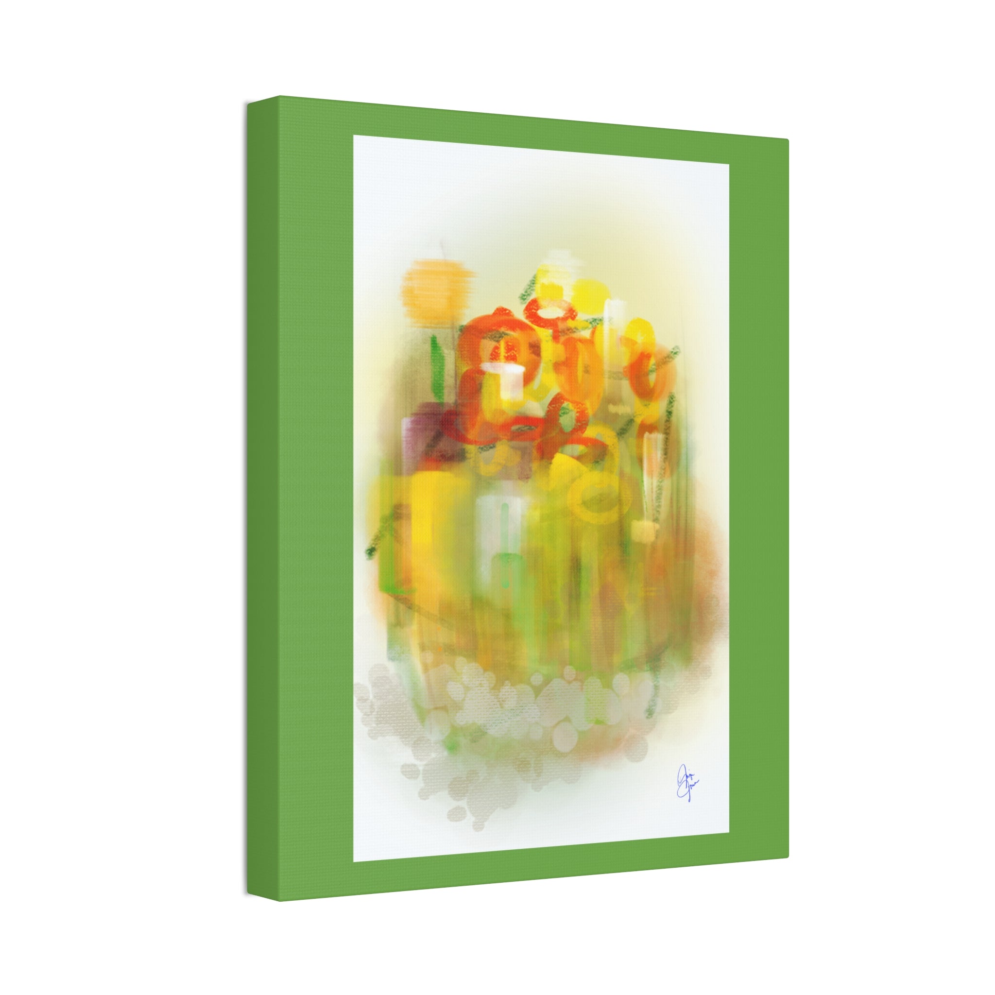 Abstract Floral Canvas Print – Yellow & Orange Stretched Wall Art (1.5" Depth)
