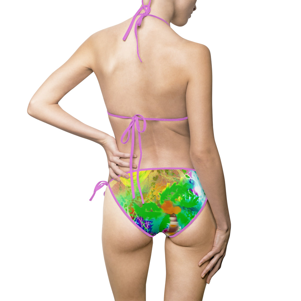 Tie-Dye Tropical Bikini — Vibrant Green Watercolor Women's Swimsuit
