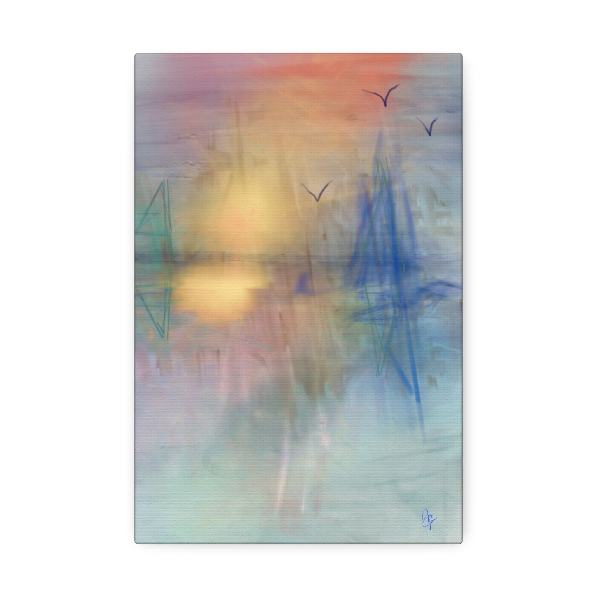 Sunset Harbor Abstract Canvas Wall Art – Stretched 1.5"