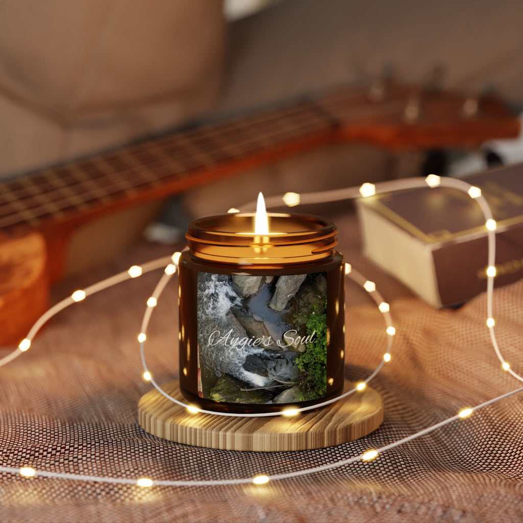 Scented Soy Candle - Amber Jar with Nature Design