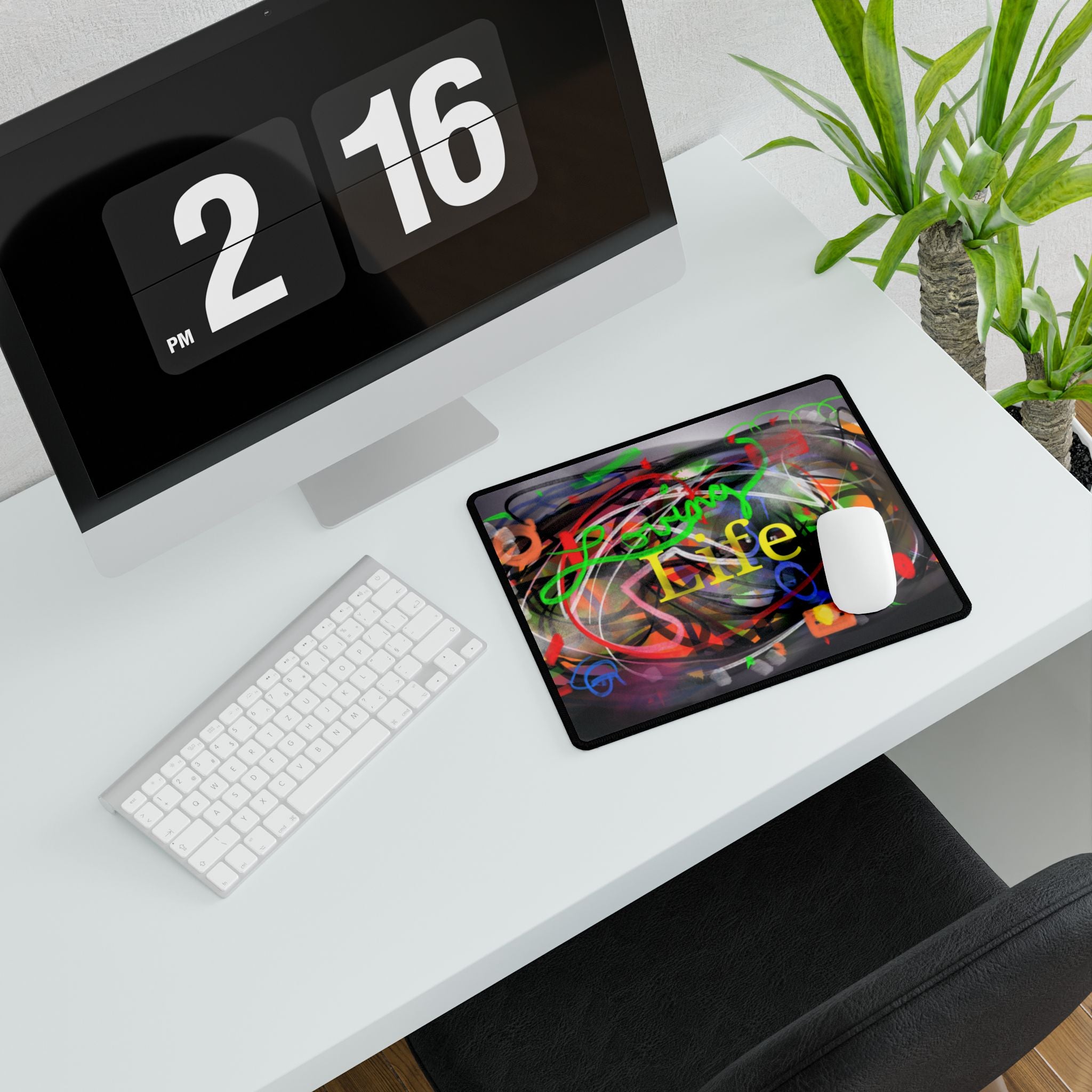 Desk Mat — Vibrant 'Lovng Life' Abstract Art Gaming/Office Mouse Pad