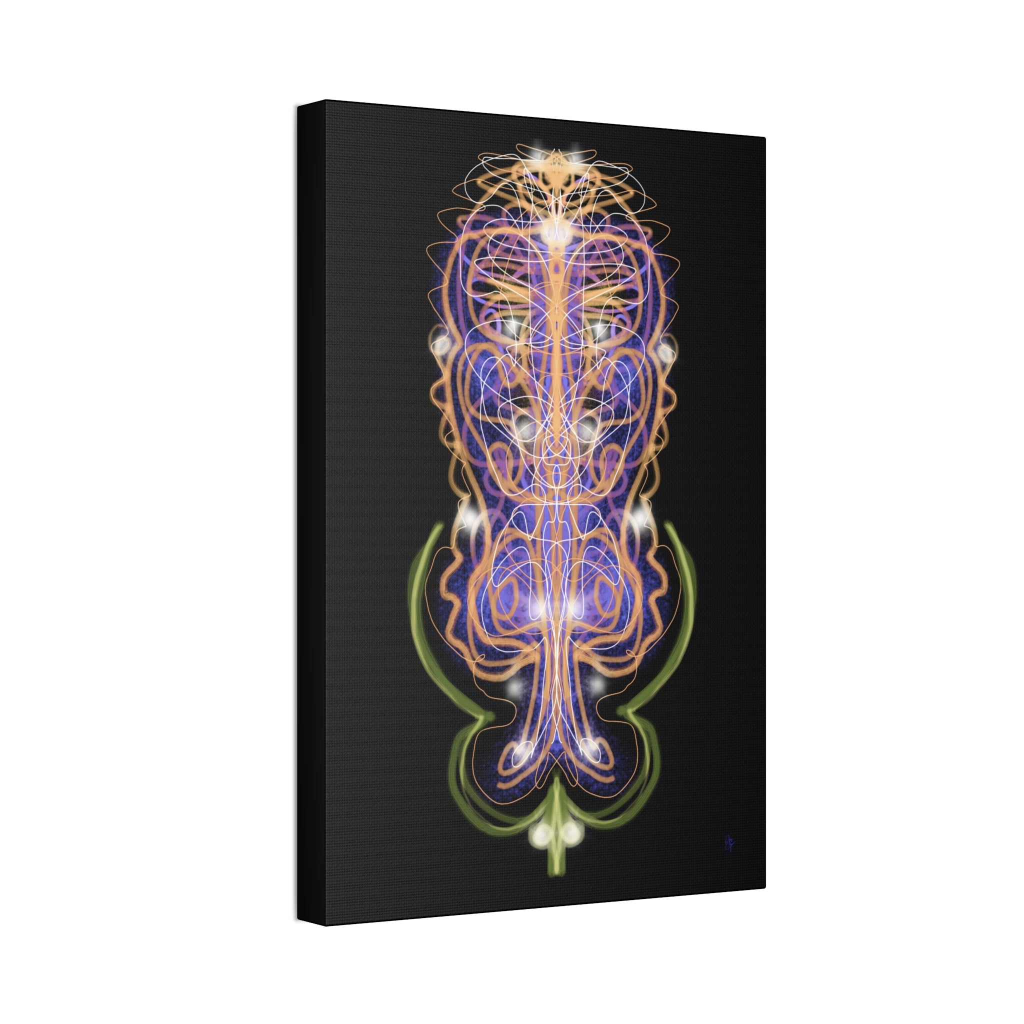 Mystic Symmetry Canvas — Abstract Spiritual Wall Art on Teal