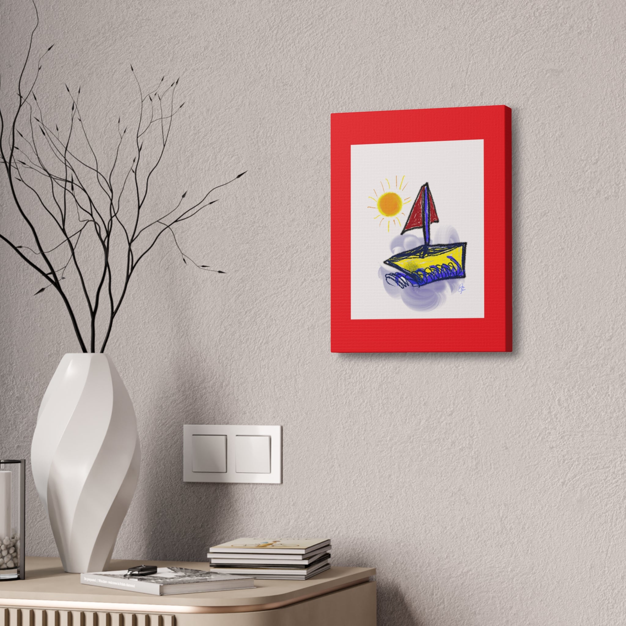 Whimsical Sailboat Canvas — Child's Room Wall Art
