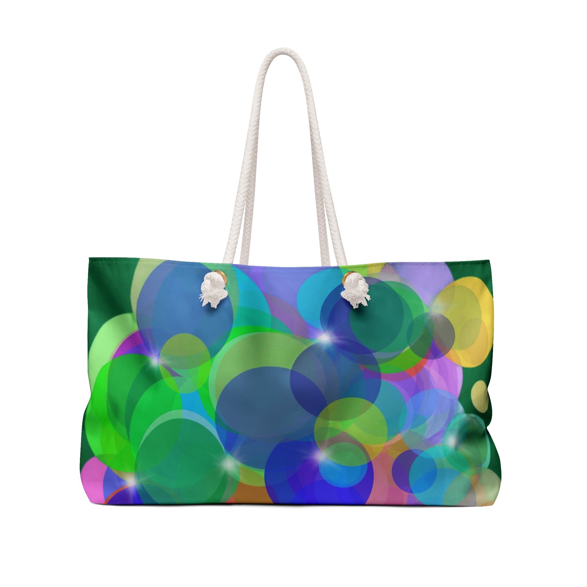 Colorful Bokeh Weekender Bag – Vibrant Circle Print Travel Tote