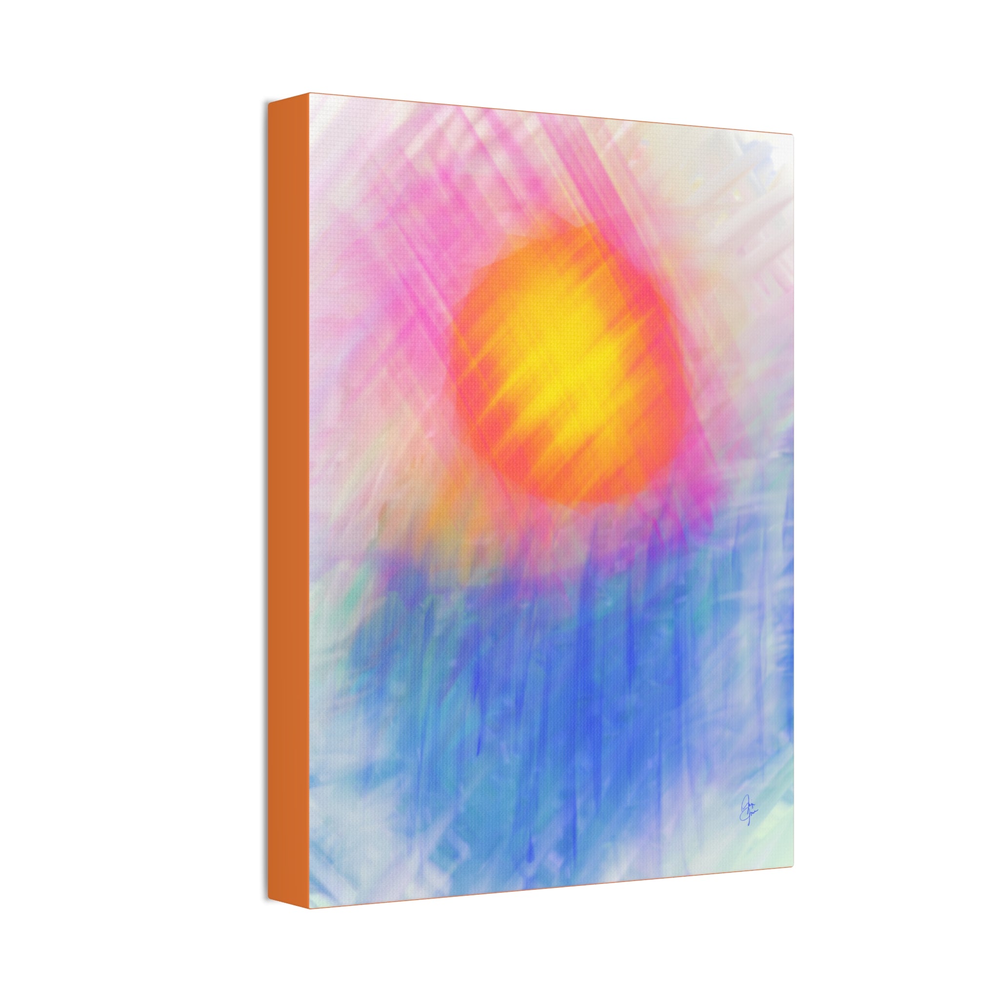 Abstract Sunrise Canvas Art - Vibrant Pink & Orange Sun Stretched Canvas