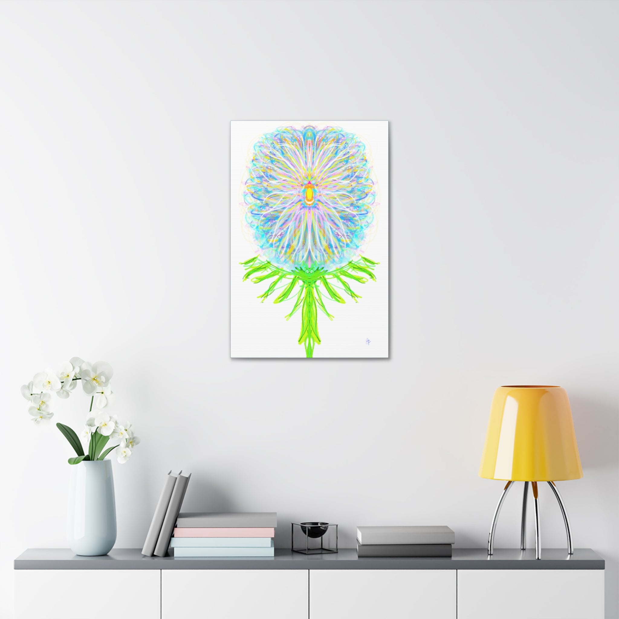 Pastel Floral Canvas Print — Abstract Dandelion Wall Art (Stretched 1.5")