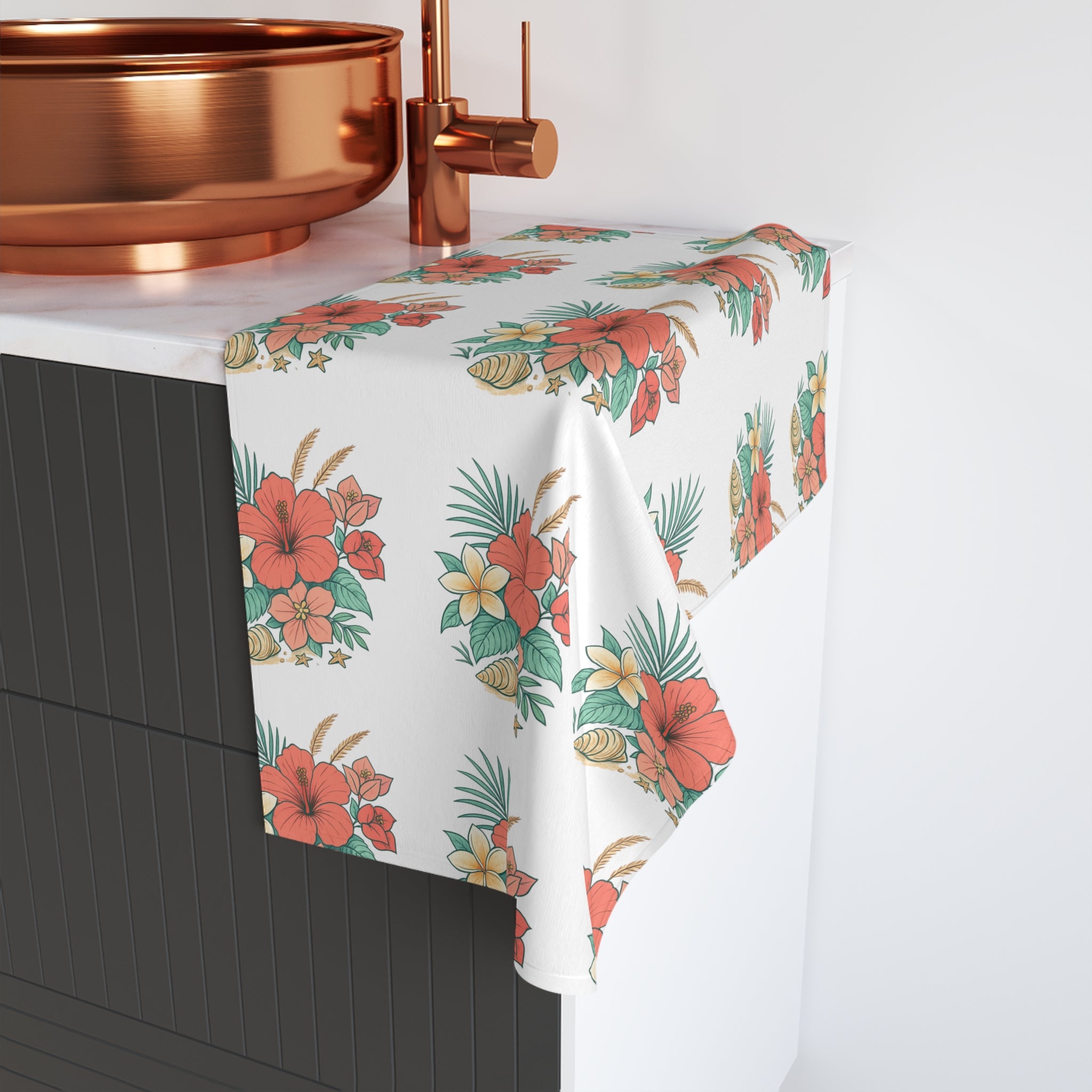 Tropical Hibiscus Hand Towel — Floral Hawaiian Beach Vibe