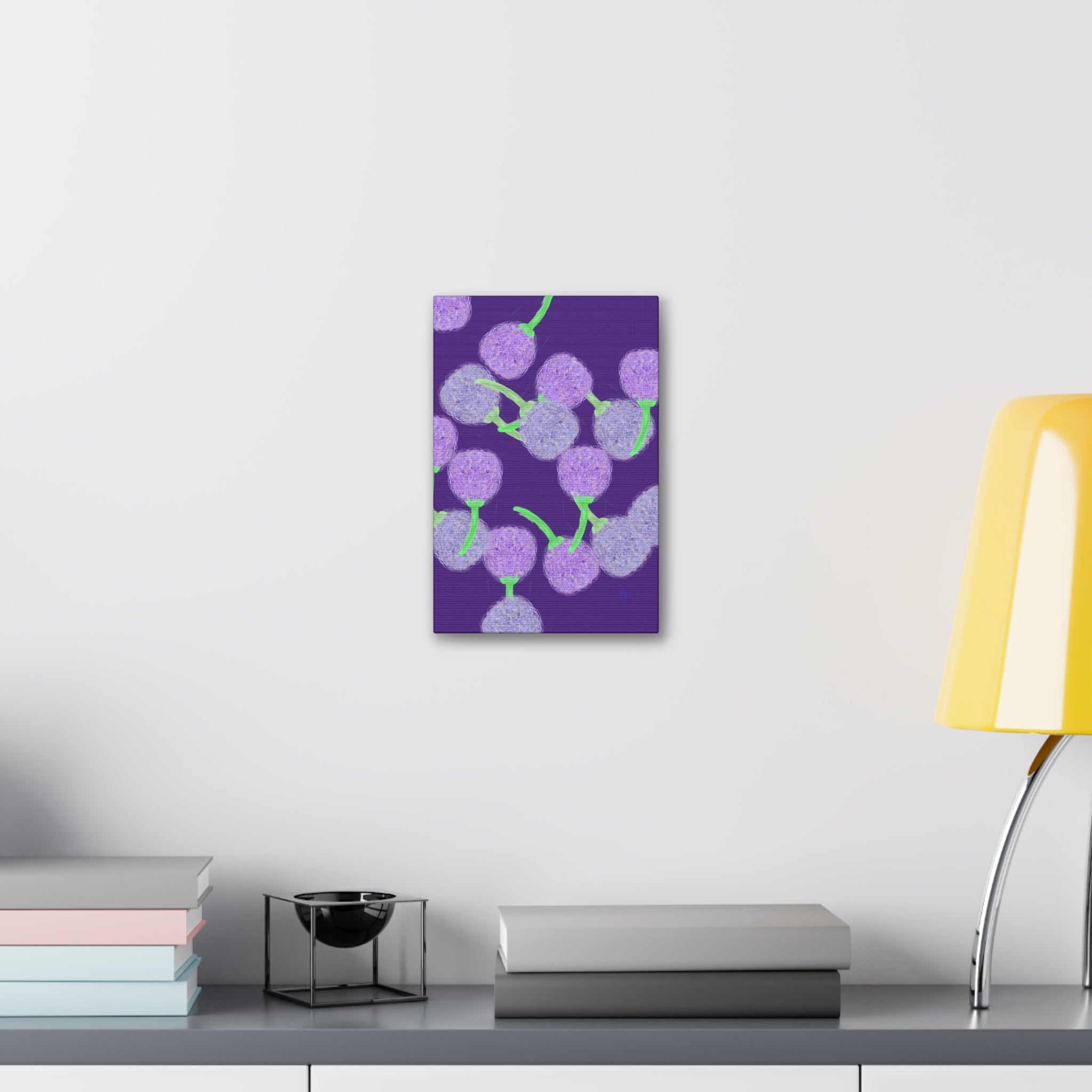 Purple Berry Art Canvas Print — Floral Abstract Wall Decor (Stretched 1.5")