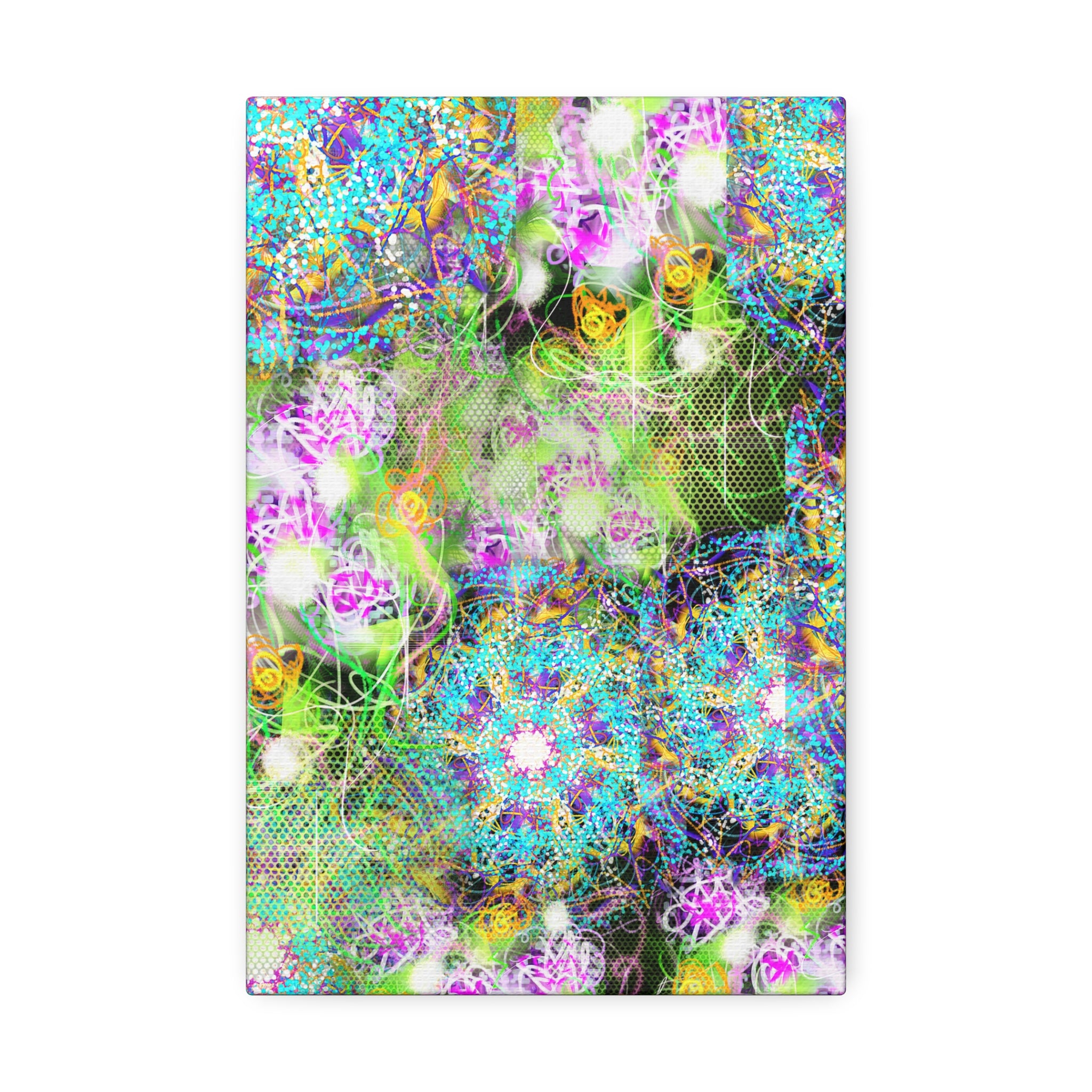 Abstract Floral Galaxy Canvas - Vibrant Stretched Wall Art