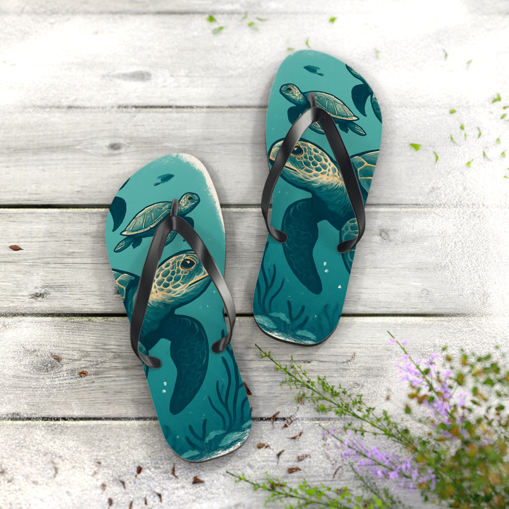 Turtle Print Flip Flops for Beach Lovers